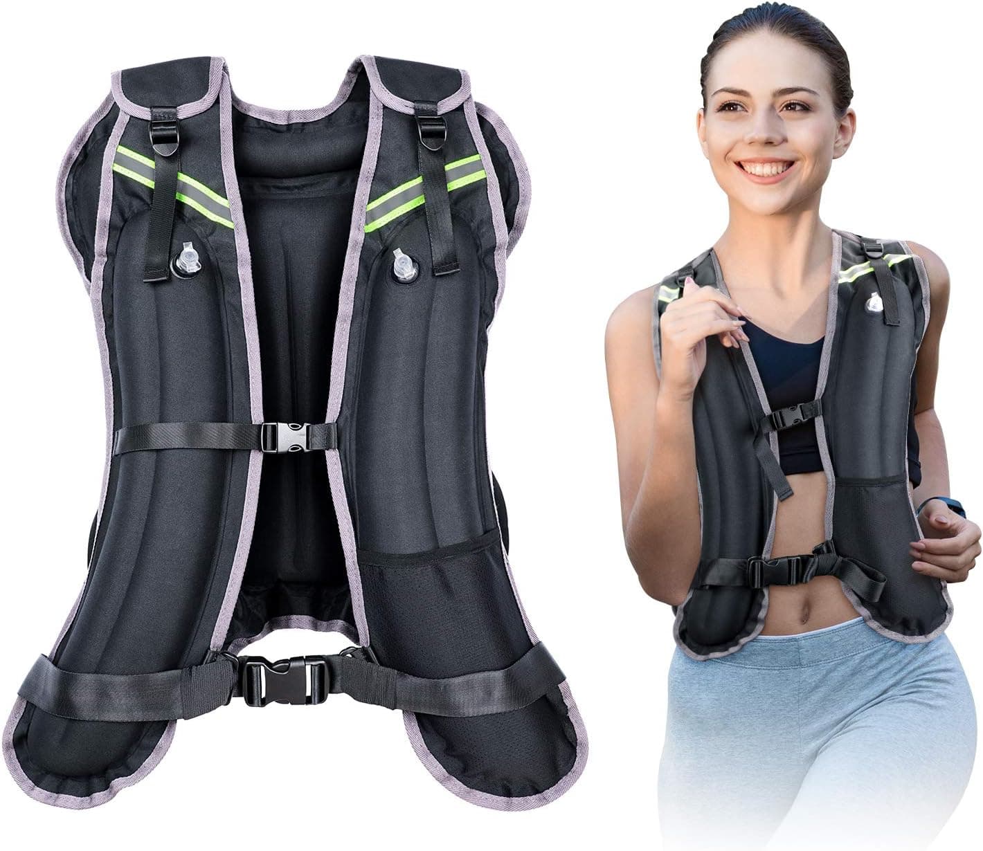 GPEESTRAC Sport Weighted Vest Water Filled Adjustable Travel Running Workout Equipment With Reflective Stripe, 4 6 8 12 16 20 24 Lbs Body Weight Vest For Men Women Cardio, Strength Training, Jogging