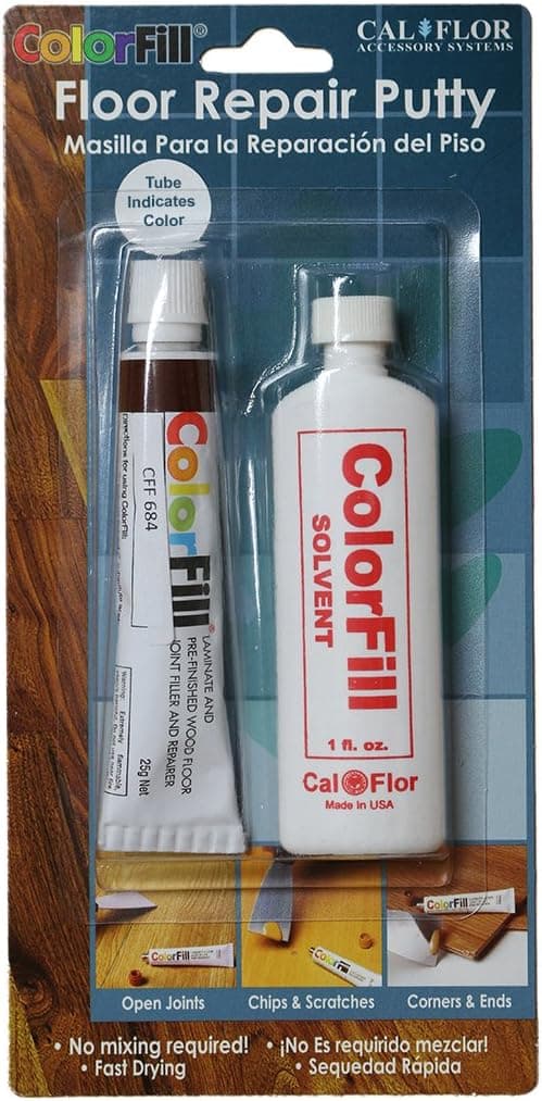 Cal-Flor BP42684 Color Fill Matched Repair Putty with Solvent, Dark Walnut