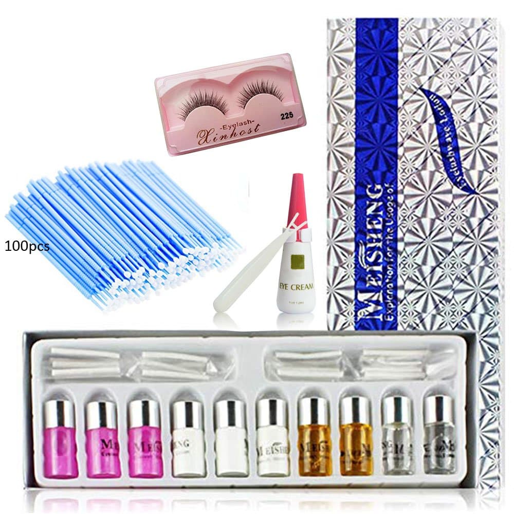 Eyelash Curling Kit & Eyelash Extensions Disposable Blue Micro Brushes 100 Pack By Xx Shop (A1)