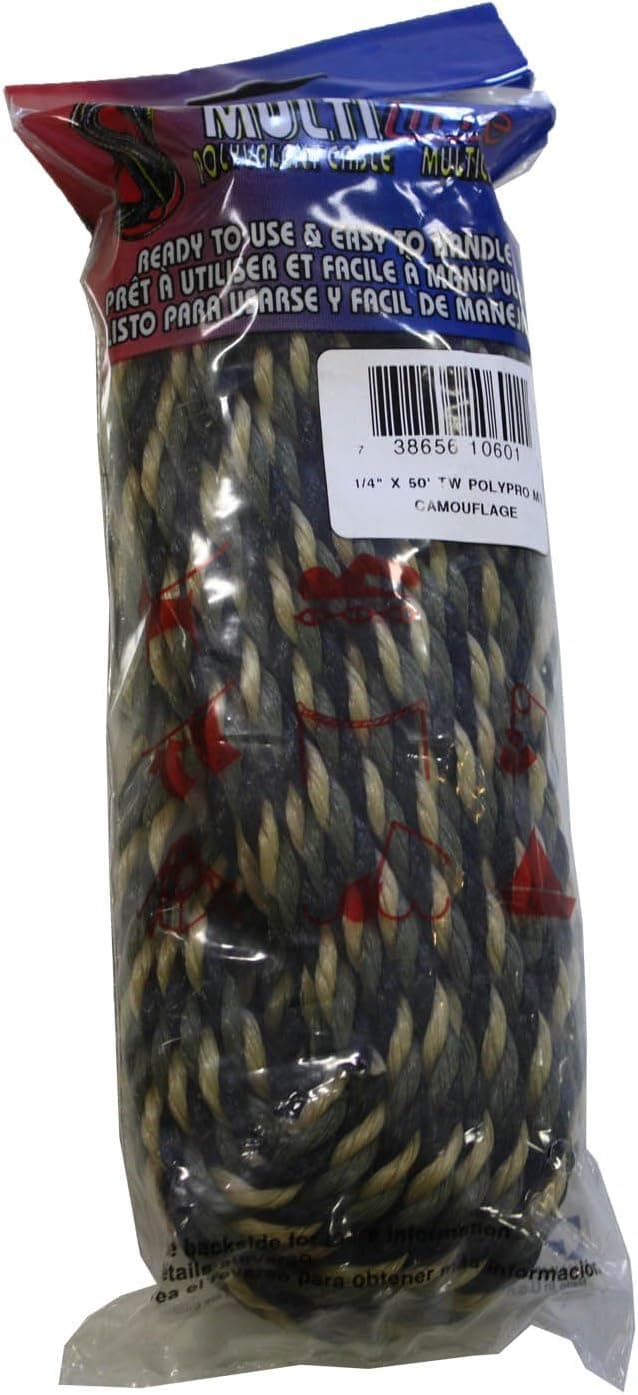 Unicord Twisted Polyester Camo Rope (1/4-Inch X50 Foot)