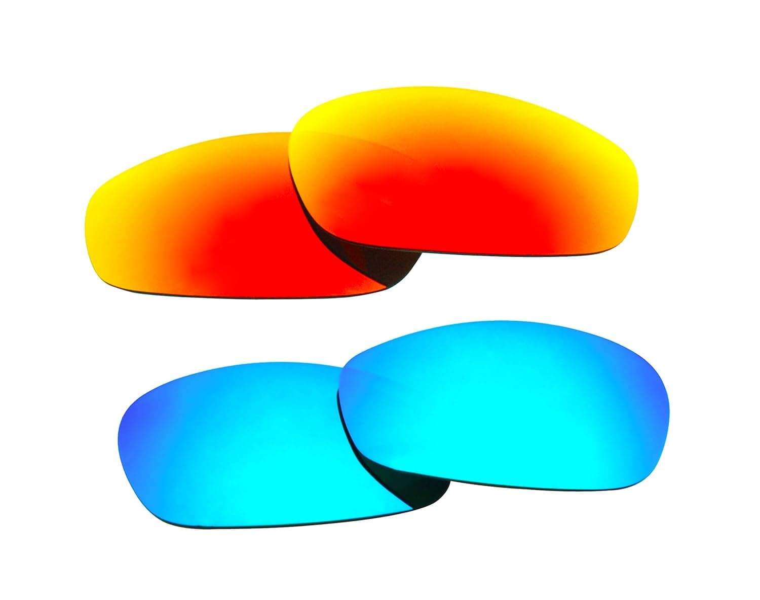 2 Pairs Polarized Replacement Sunglasses Lenses for Oakley Split Jacket with UV Protection(Ice Blue and Fire Red Mirror)