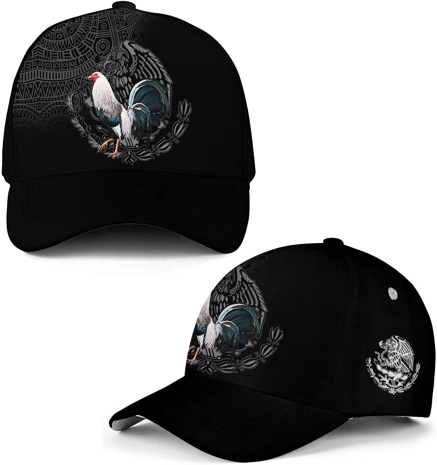 Hieprints Rooster Hat, Rooster Caps for Men Women, 3D Mexican Rooster Baseball Cap Snapback Gallo Chicken Cock Mexico Cap Hat