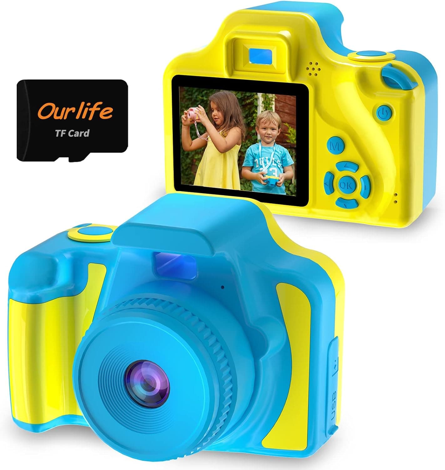 Ourlife Kids Camera for Boys Christmas Birthday Gifts Age 3-12, 1080P HD Digital Video Toddler Camera with MP3 Music Player, Portable Toys for 3 4 5 6 7 8 Year Old Boys with Extended TF Card-Blue