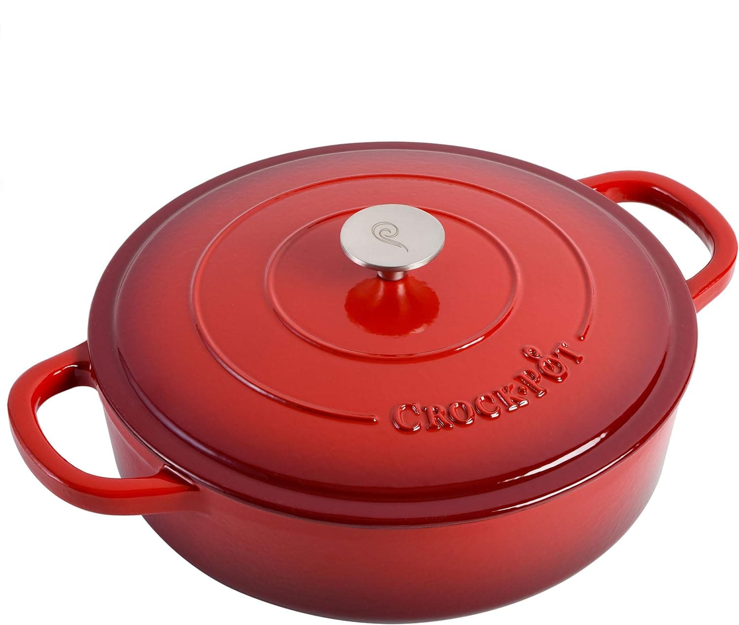 Crock Pot Artisan Enameled Cast Iron Braiser W/Lid, 5 Quart, Scarlet Red