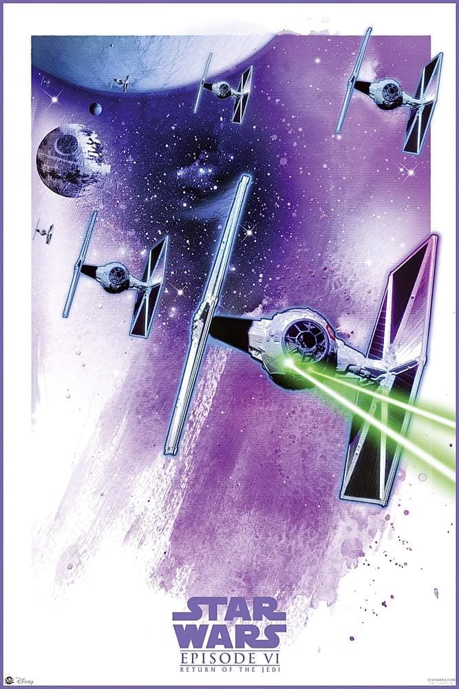 Star Wars: Episode VI - Return of the Jedi - Movie Poster/Print (Space Battle/Watercolor Art) (Size: 24 inches x 36 inches)