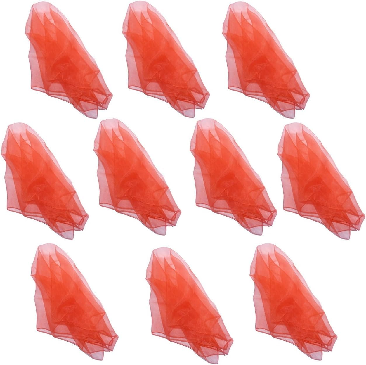 Hoerev ,Red, Pack of 10, Single Color Dancing and Juggling Scarves (Approx. 24" X 24")