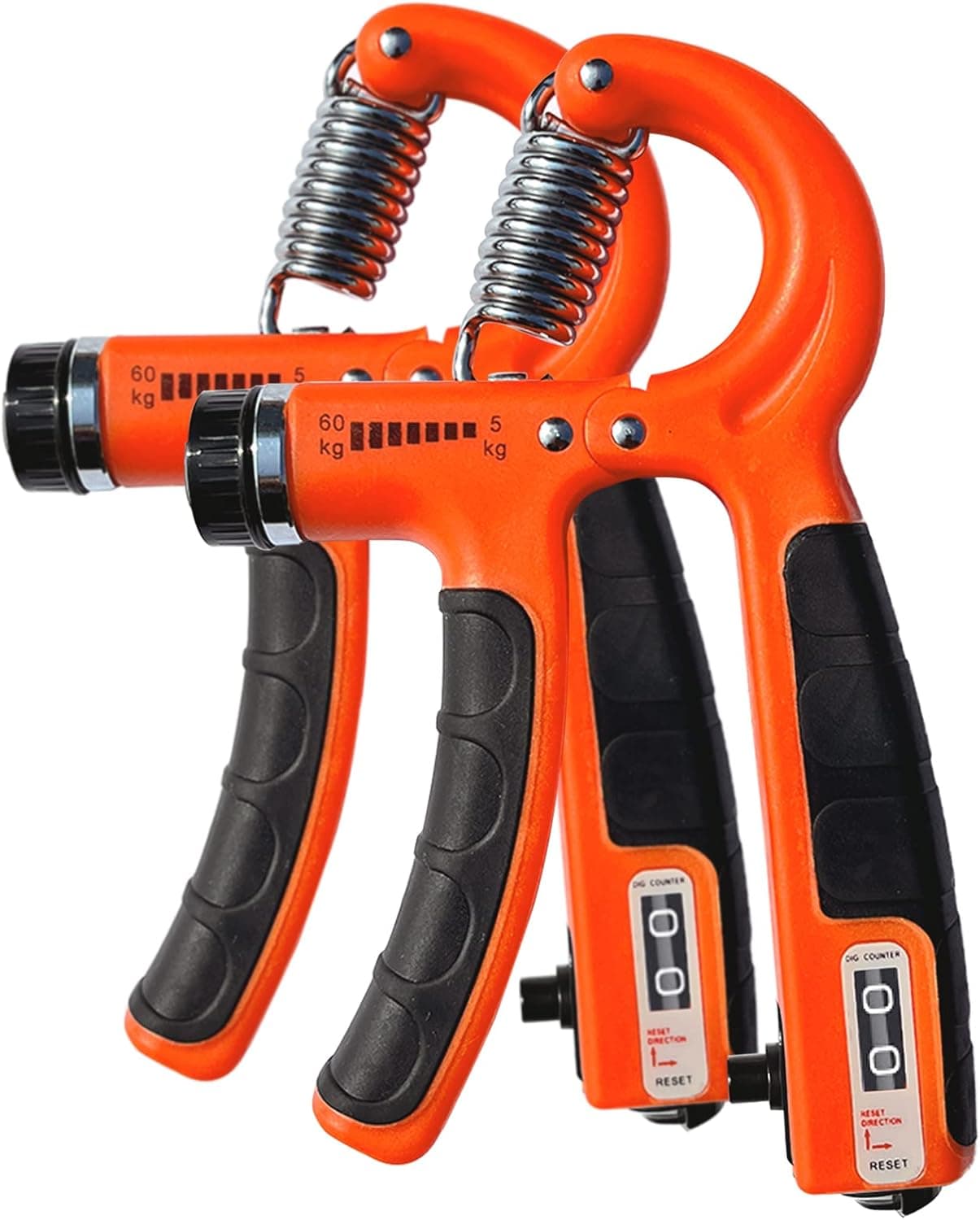 LLTGMV 2 Pack Grip Strength Trainer with Counter, Hand Grip Strengthener with Adjustable Resistance 11-132 Lbs (5-60kg), Non-Slip Forearm Exerciser for Muscle Building and Injury Recovery Hand Rehabilitation - Orange
