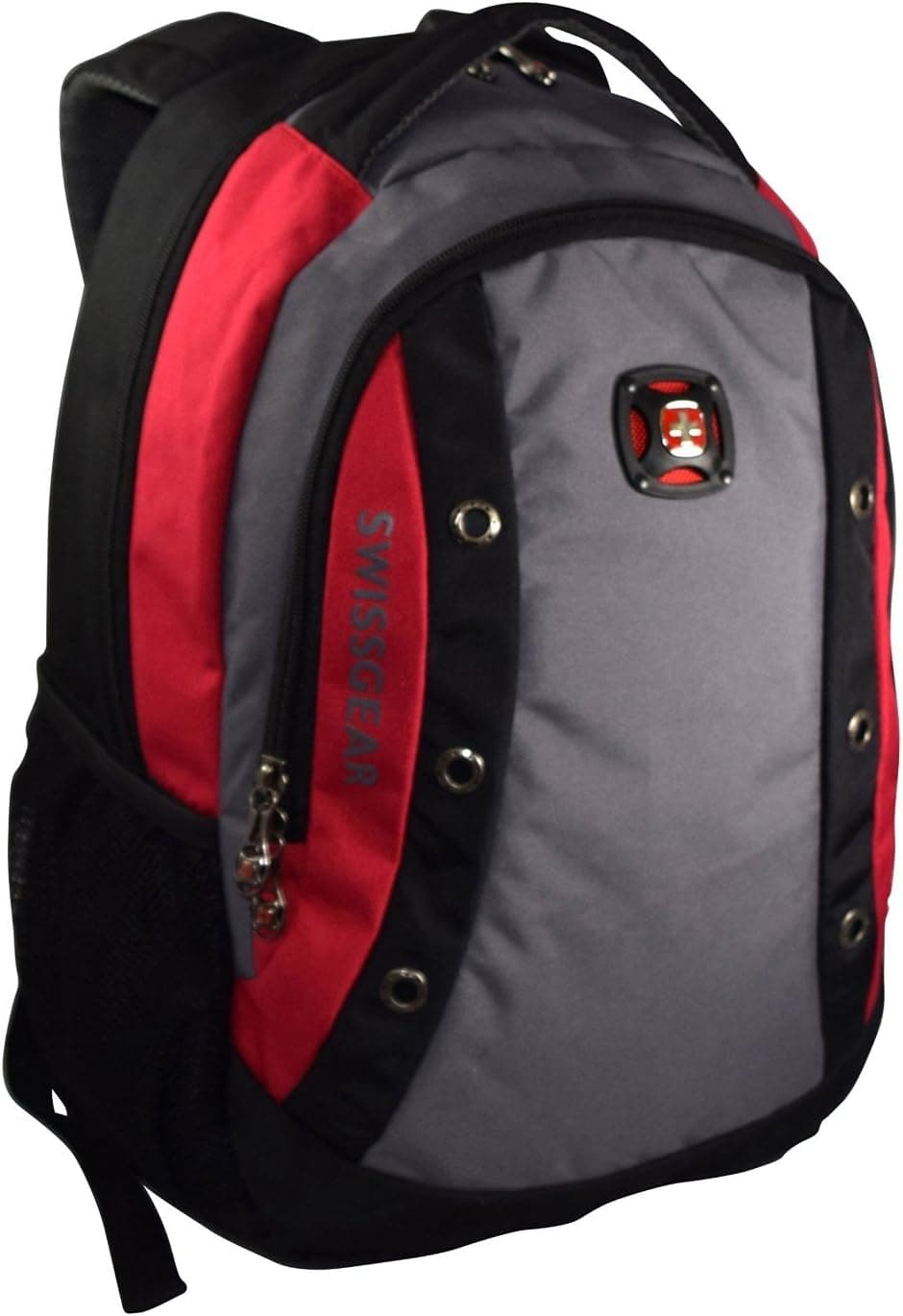 SwissGear 16" Padded Laptop Backpack/School Travel Bag (Black-Red-Grey)