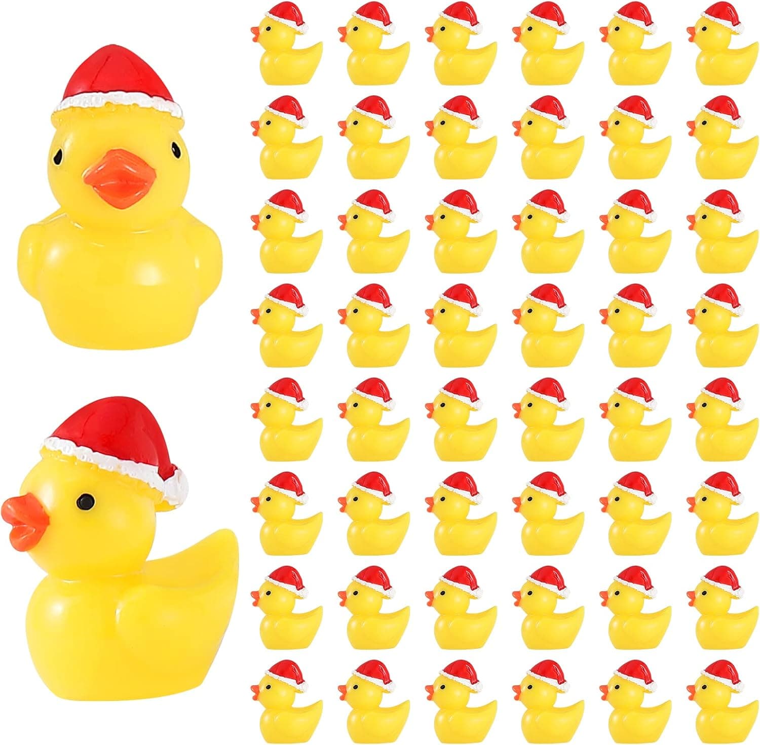 kapeiluo 50 Pcs Mini Resin Duck, Miniature Tiny Ducks Figures Micro Fairy Garden Landscape Aquarium Dollhouse Ornament Potted Plants Decoration DIY Slime Charms for Christmas Birthday Party