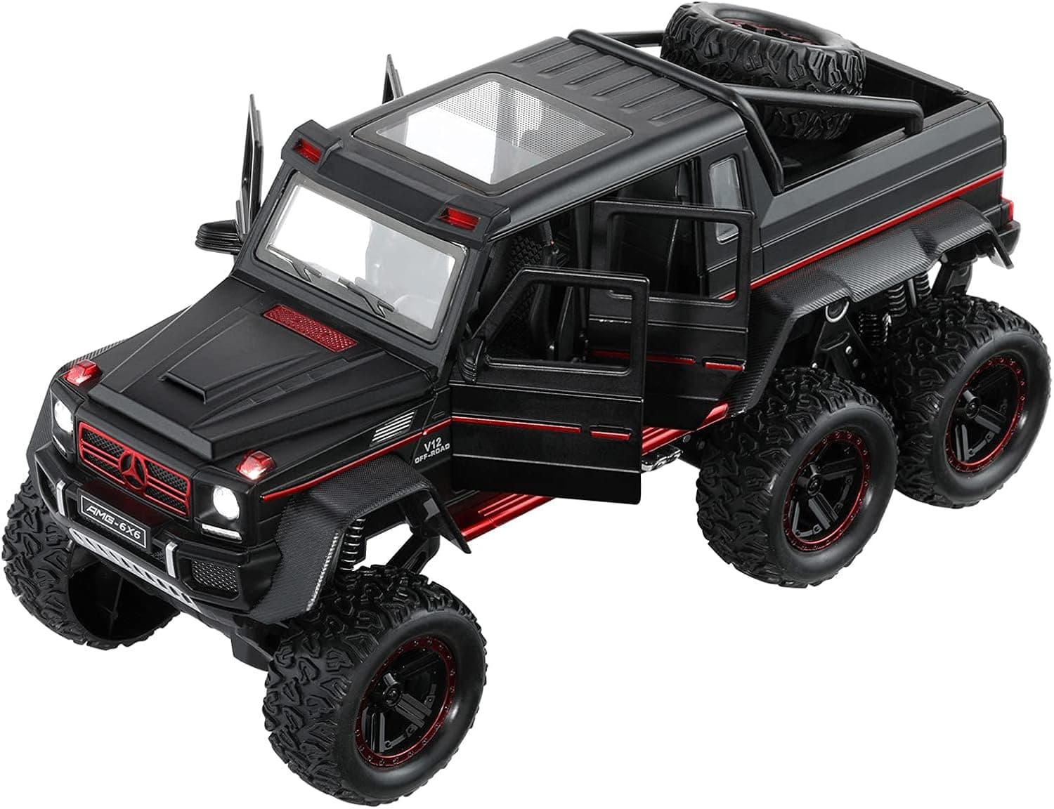 YHXKJ G63 AMG 1:32 Scale Diecas Off-Road Model Truck 6x6 Wheels Refitted Pickup Truck Metal Toy Car(Black)