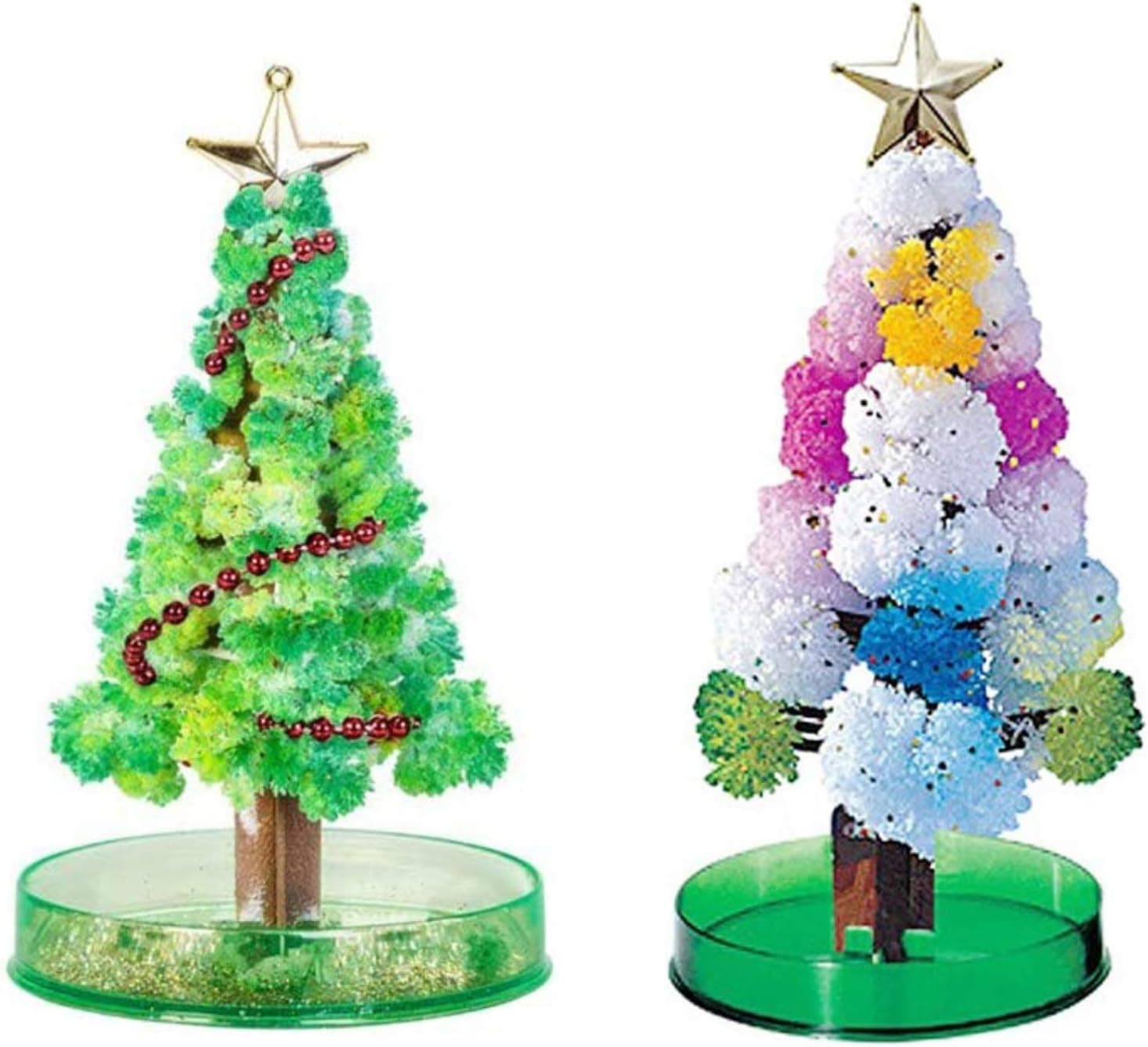 ELEpure 2PCS Magic Growing Christmas Tree, DIY Mother's Day Decorations Crystal Paper Tree - Presents Novelty Kit for Mother Funny and Party Toys (Green and Color Tree)