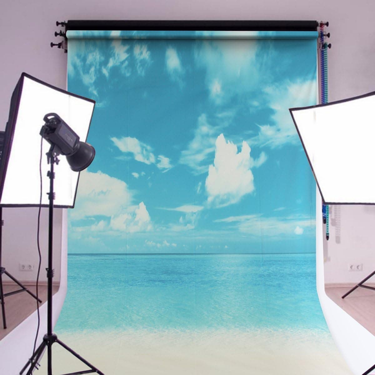 MOHOO 5x7ft 100% Polyester Photography Background Seaside Sea Beach Photo Backdrop Studio Props for Studio Photo Prop1.5x2.1M