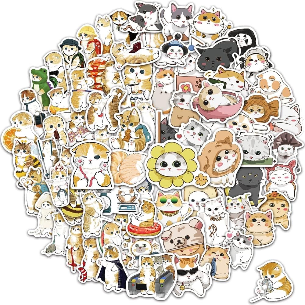 Cat Stickers,126PCS,Cute Cat Waterproof Stickers,Vinyl Stickers for Water Bottle,Laptop,Phone,Skateboard Stickers for KidsTeens Girls