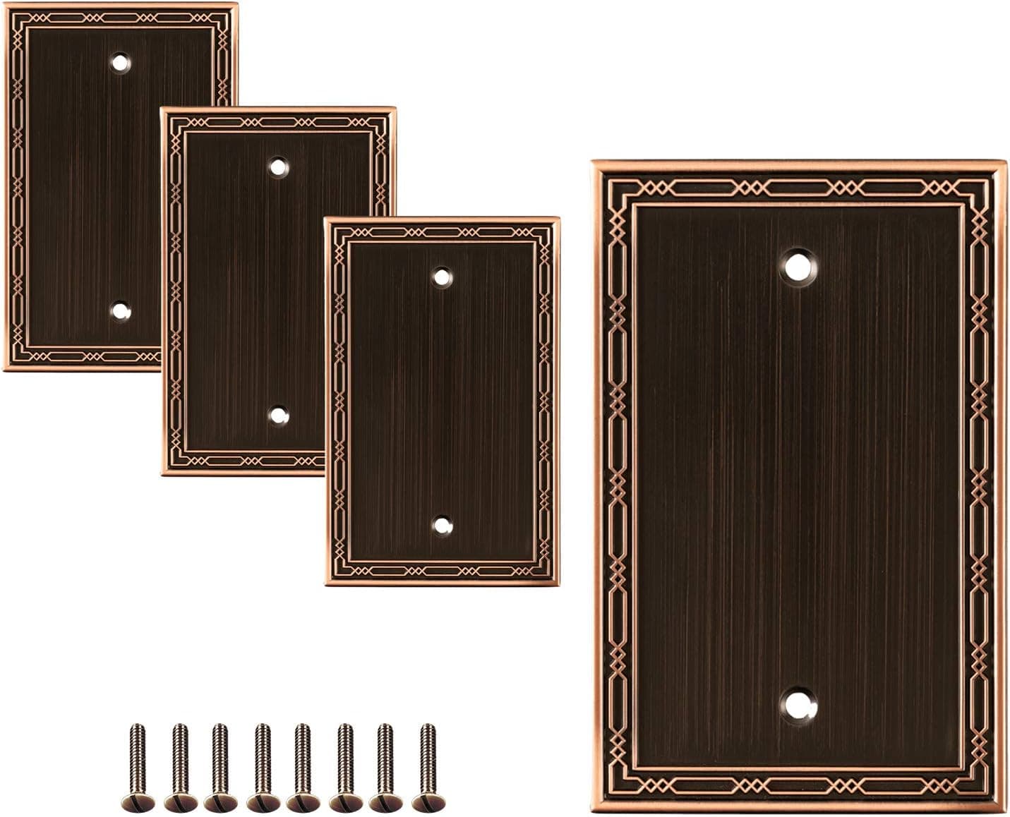 SleekLighting Blank Wall plates | Decorative Zinc Cast Bronze Finish | Aged Oil-Rubbed electric Outlet Covers| Style: 1 Gang Blank (4 Pack)