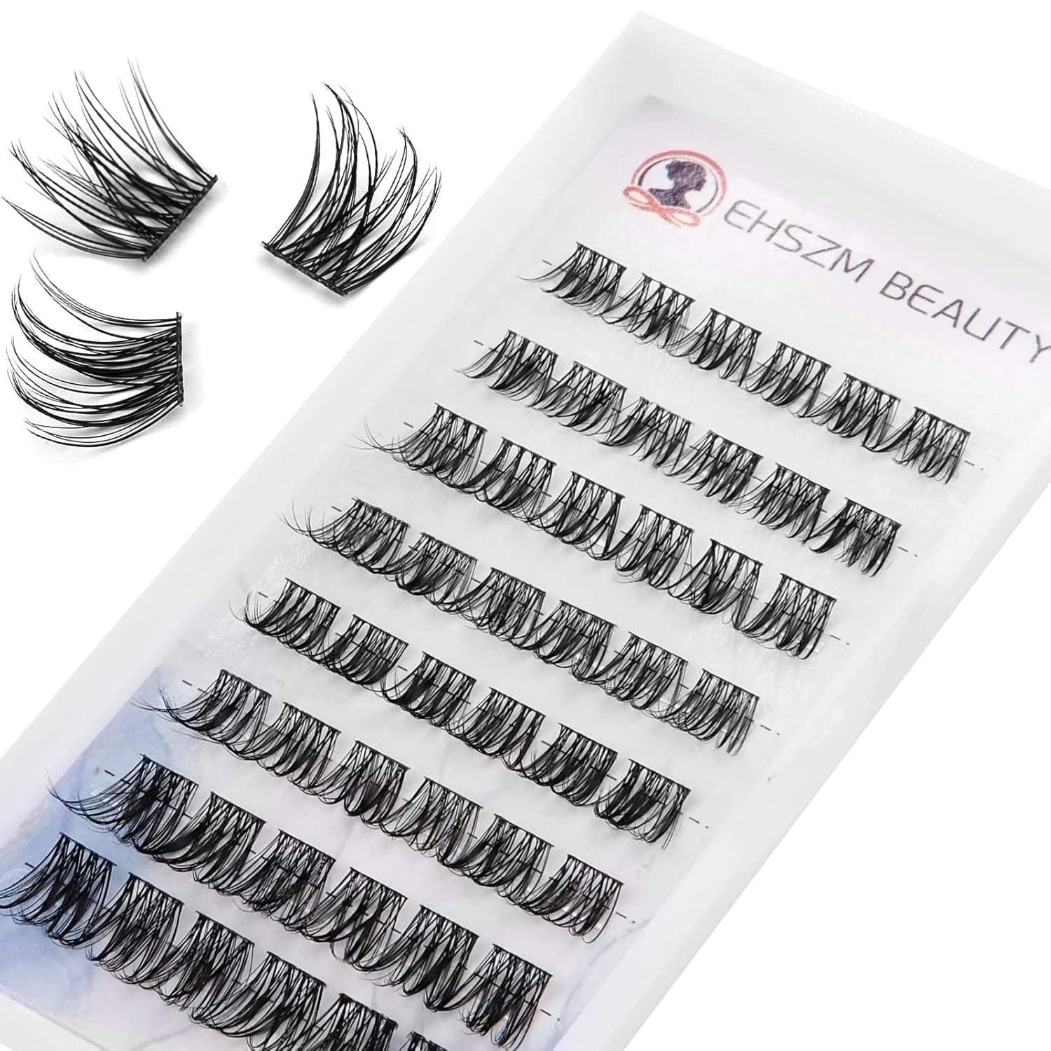 EHSZM BEAUTY Lash Clusters Individual Lashes,Looks Like Extensions, 48pcs,10-14mm,Natural Diy Eyelash Extension At Home Wispy D Curl Cluster Lashes Thin Band & Soft, Mixed Tray (Natural Style)