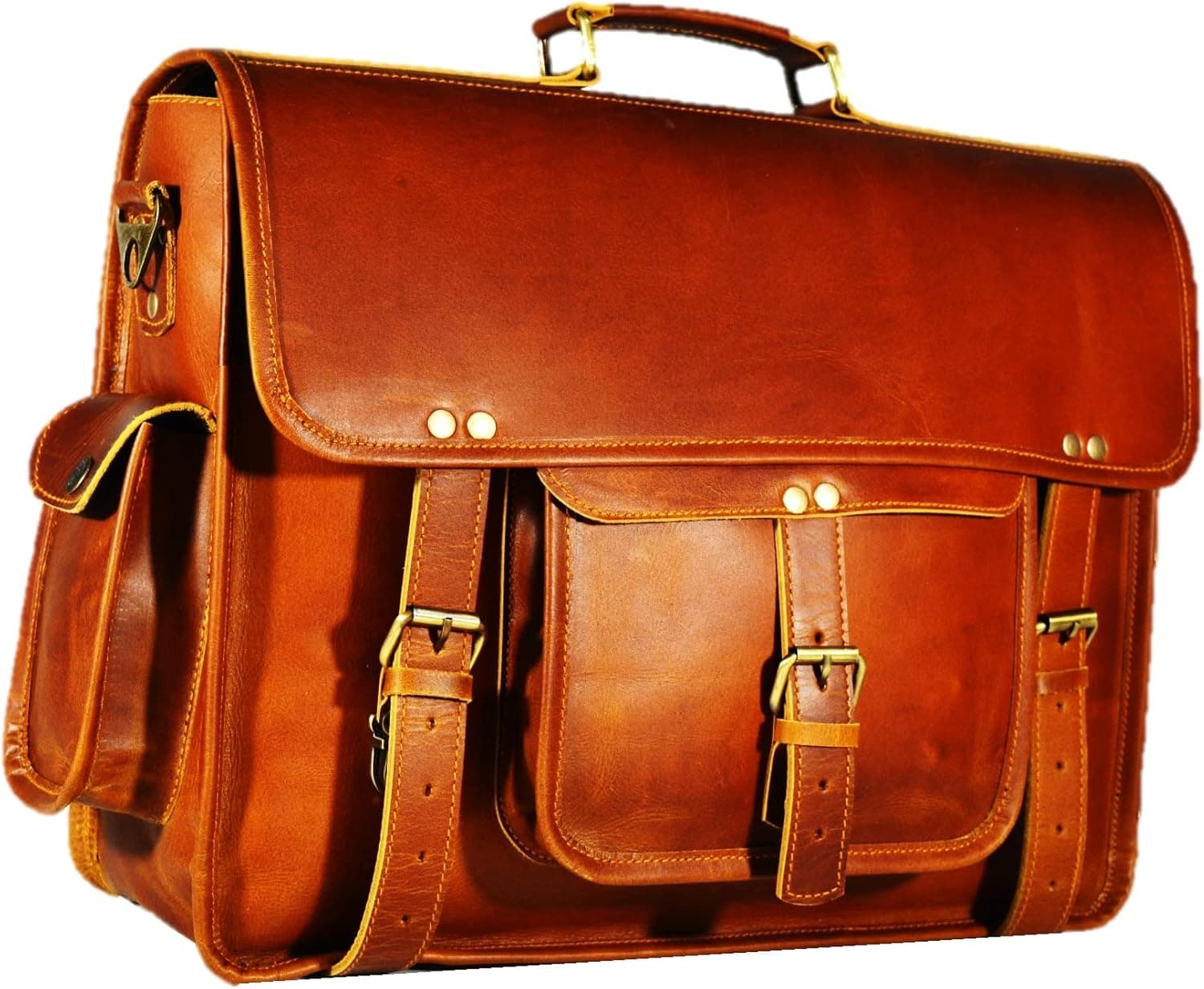 Satchel And Fable Leather Laptop Briefcase Messenger Vintage Handmade Brown Shoulder Bag for Men’s