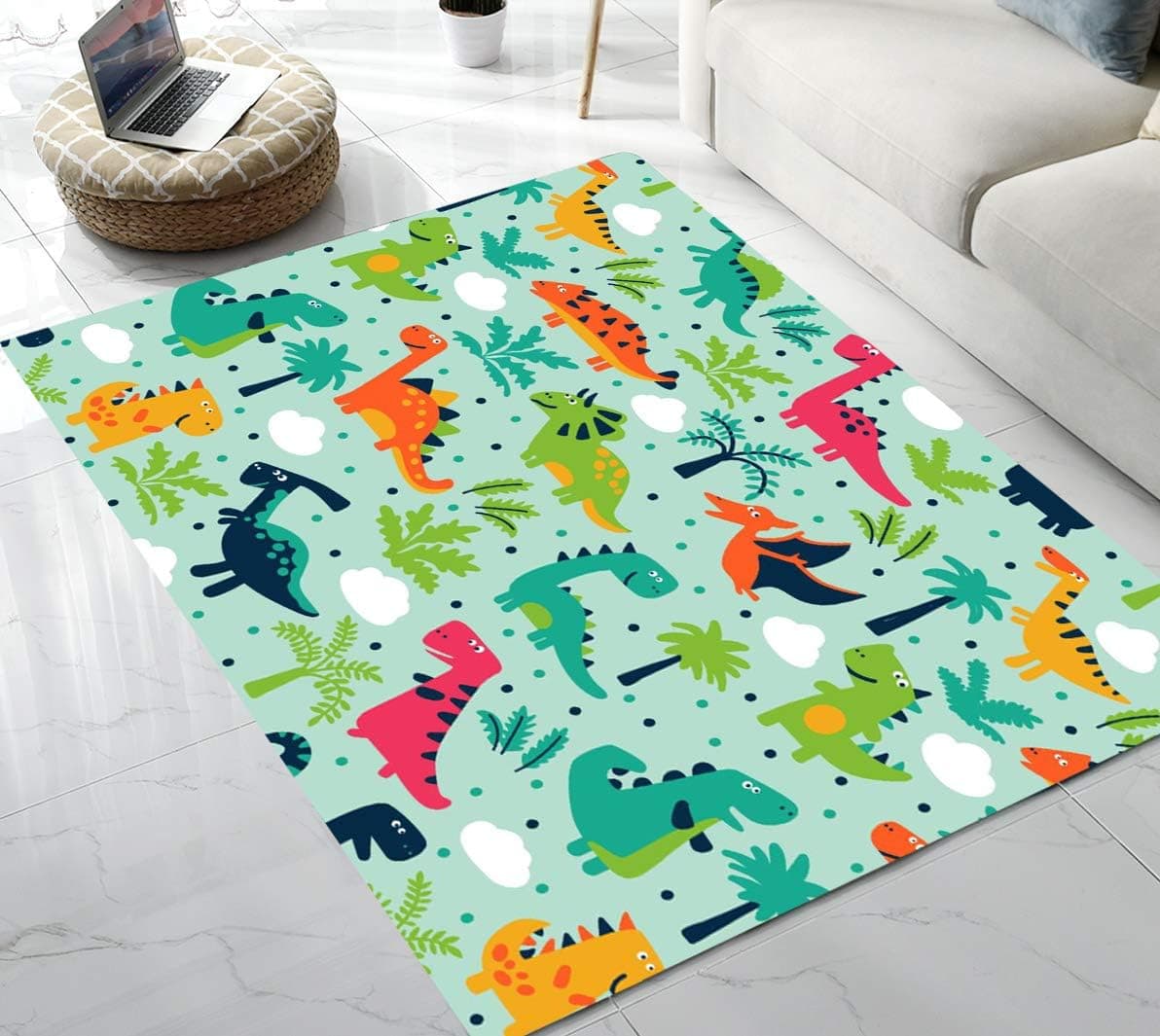 Area Rug Colorful Dinosaur Area Rug for Living Room Bedroom Playing Room 5'x7'