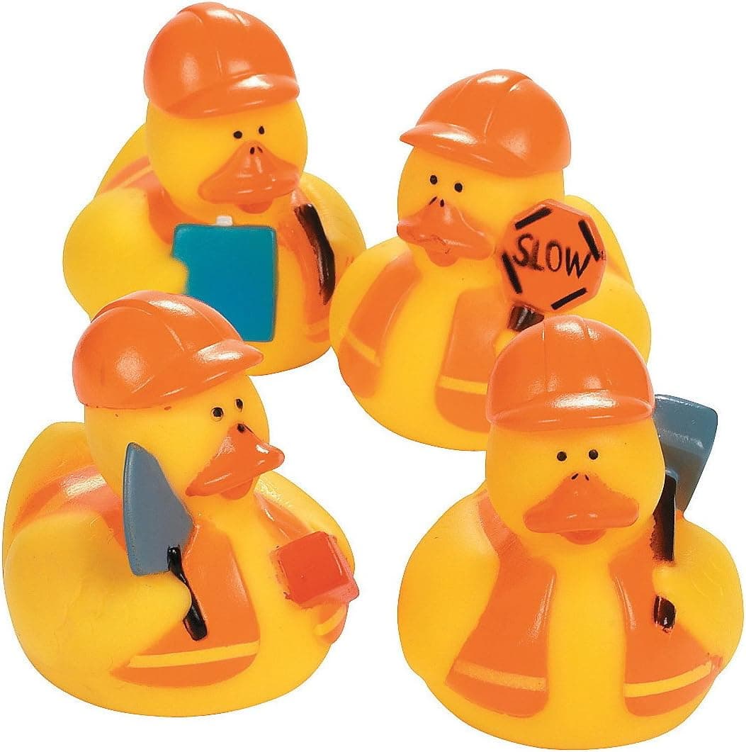 Construction Worker Rubber Ducky Party Favors (2-Pack of 12)