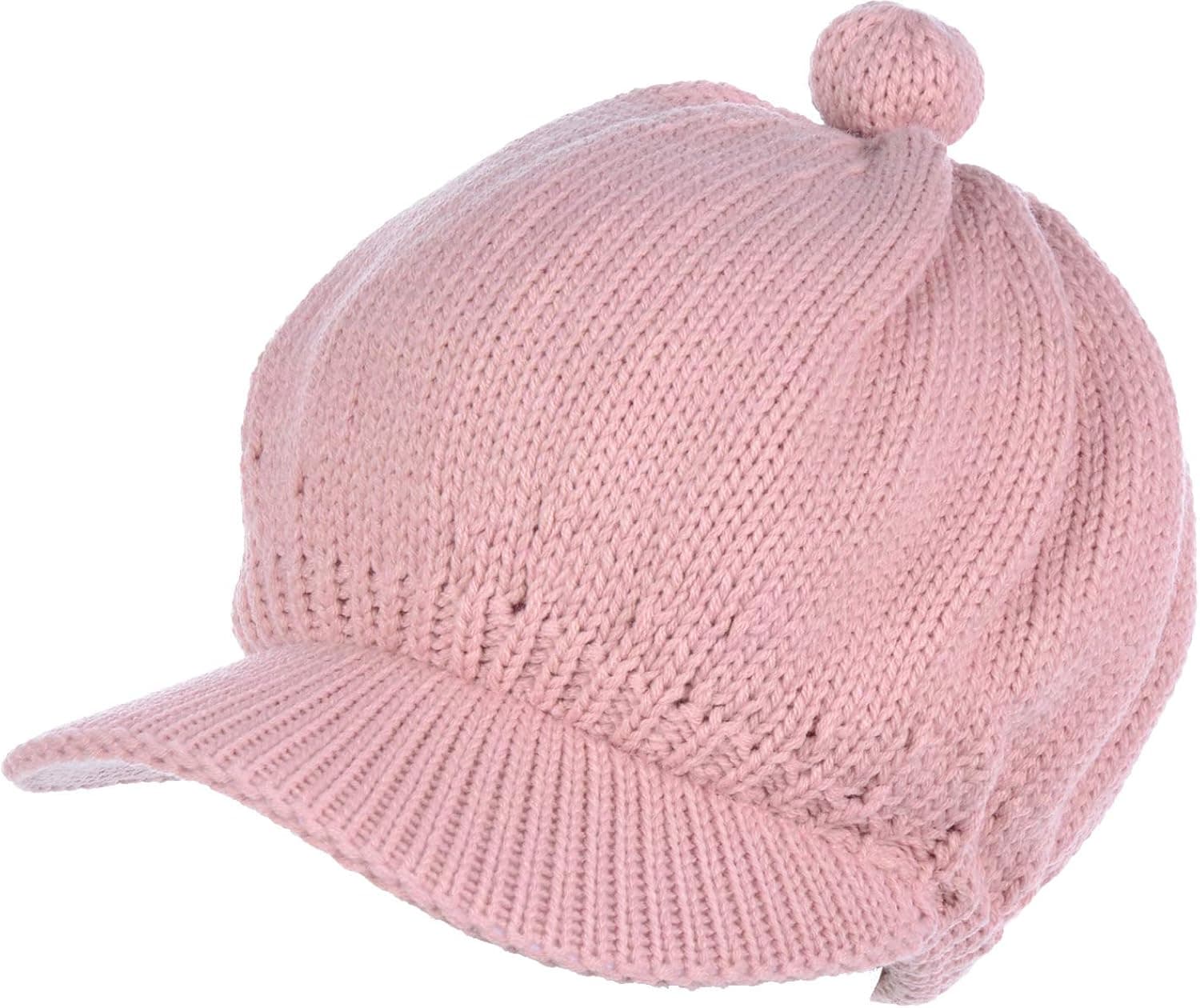 BYOS Womens Winter Cozy Fleece Lined Newsboy Knit Cap Cabbie Hat (Set Available)