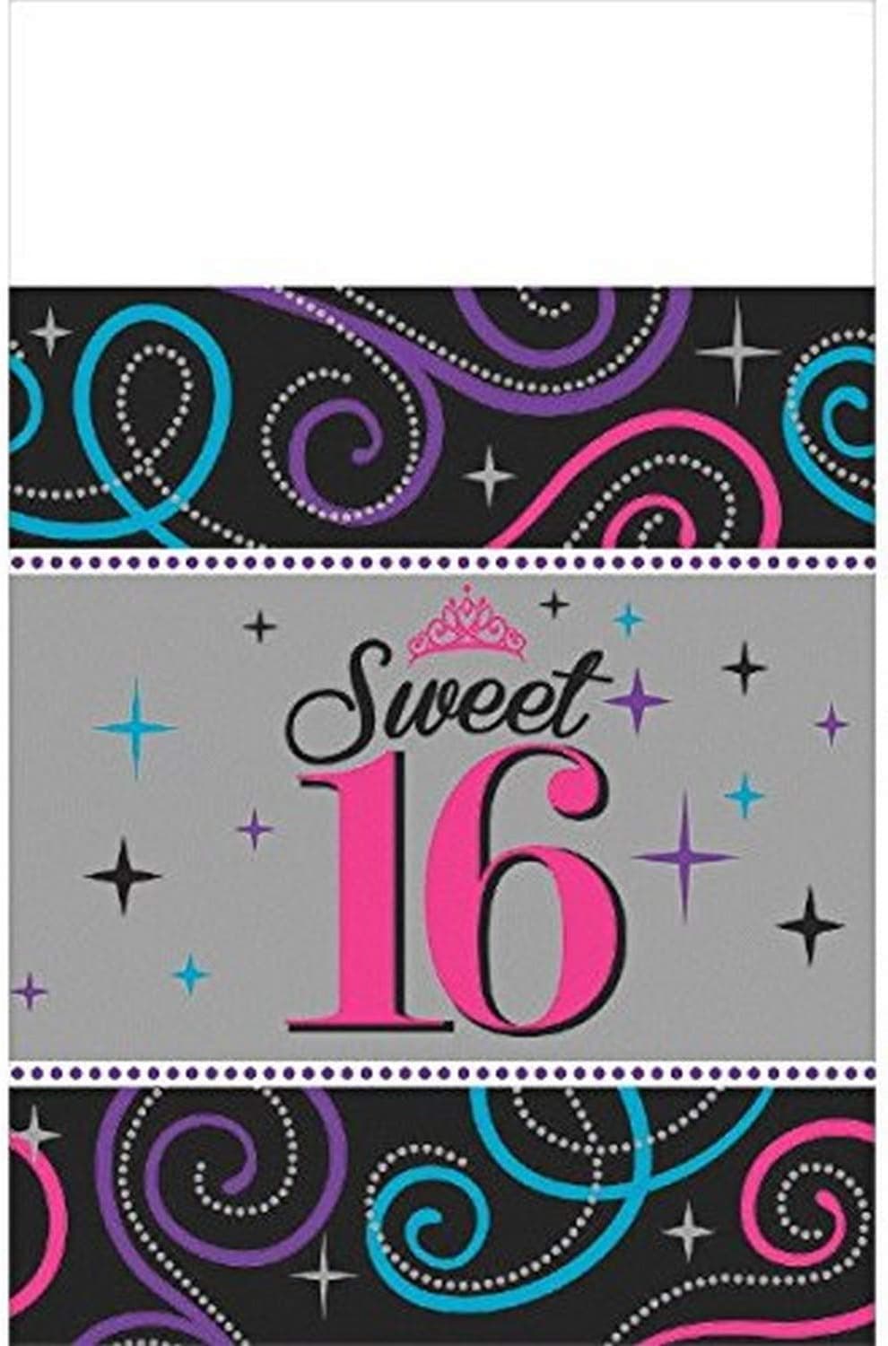 Plastic Table Cover | Sweet Sixteen Celebration Collection | Birthday
