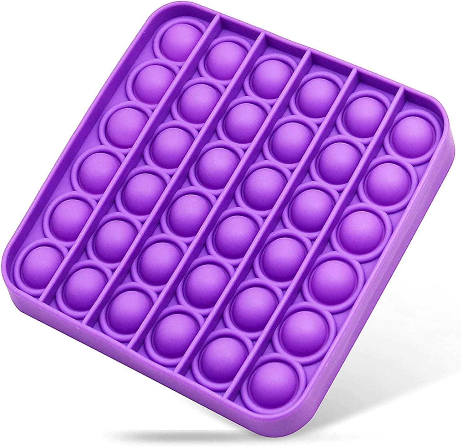 WZQWZQ Bubbles Pop Fidget Sensory Toy, a Quiet Side and a Loud Side to Pop, Autism Special Needs Stress Reliever Silicone Fidget Fun Toy, a Great Way to Relax and Keep Kids Adults Busy, Purple Square