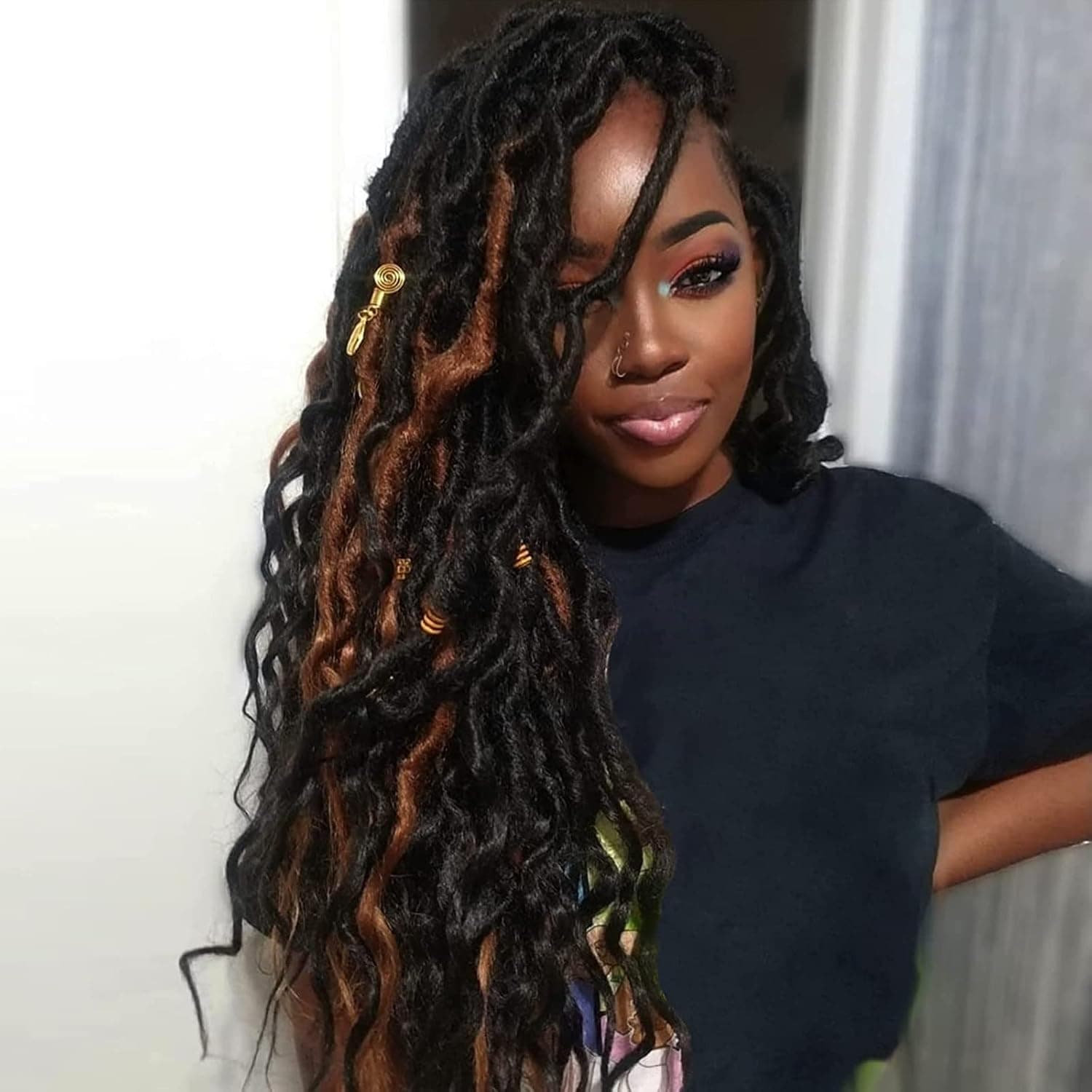ToyoTress Toceana Wavy Locs Crochet Hair - 24 inch 8 Pcs OT30 Trans Brown Pre-twisted Crochet Braids Pre-looped Goddness Faux Locs Synthetic Braiding Hair Extensions