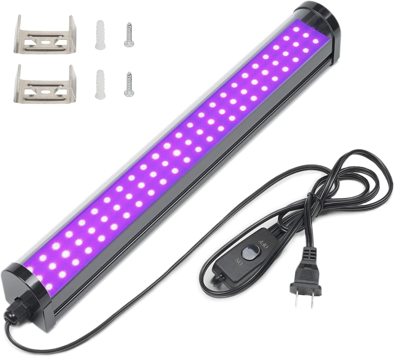 LED Black Light Bar, 25W 1.3ft Upgraded UV LED Blacklight with 5ft Cord, Switch, and Plug, Glow in The Dark Party Supplies for Halloween, Birthday Decor, Room, Bedroom Decorations, Body Paint, Poster