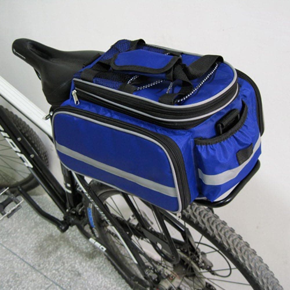Final Promo! LINSGROUP Multi-function Waterproof Cycling Bicycle Carrier Rack Bag with Carrying Handle and Mobile Phone Holder (BikeRearSeatTrunkBag -Blue)