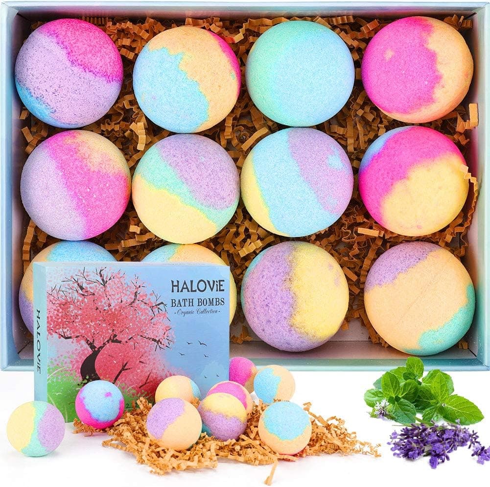 Bath Bombs Gift Set 12 X 2.12 oz with Natural Plant Essence and Organic Essential Oils, Perfect Gift Kit Ideas for Girlfriends, Women, Moms