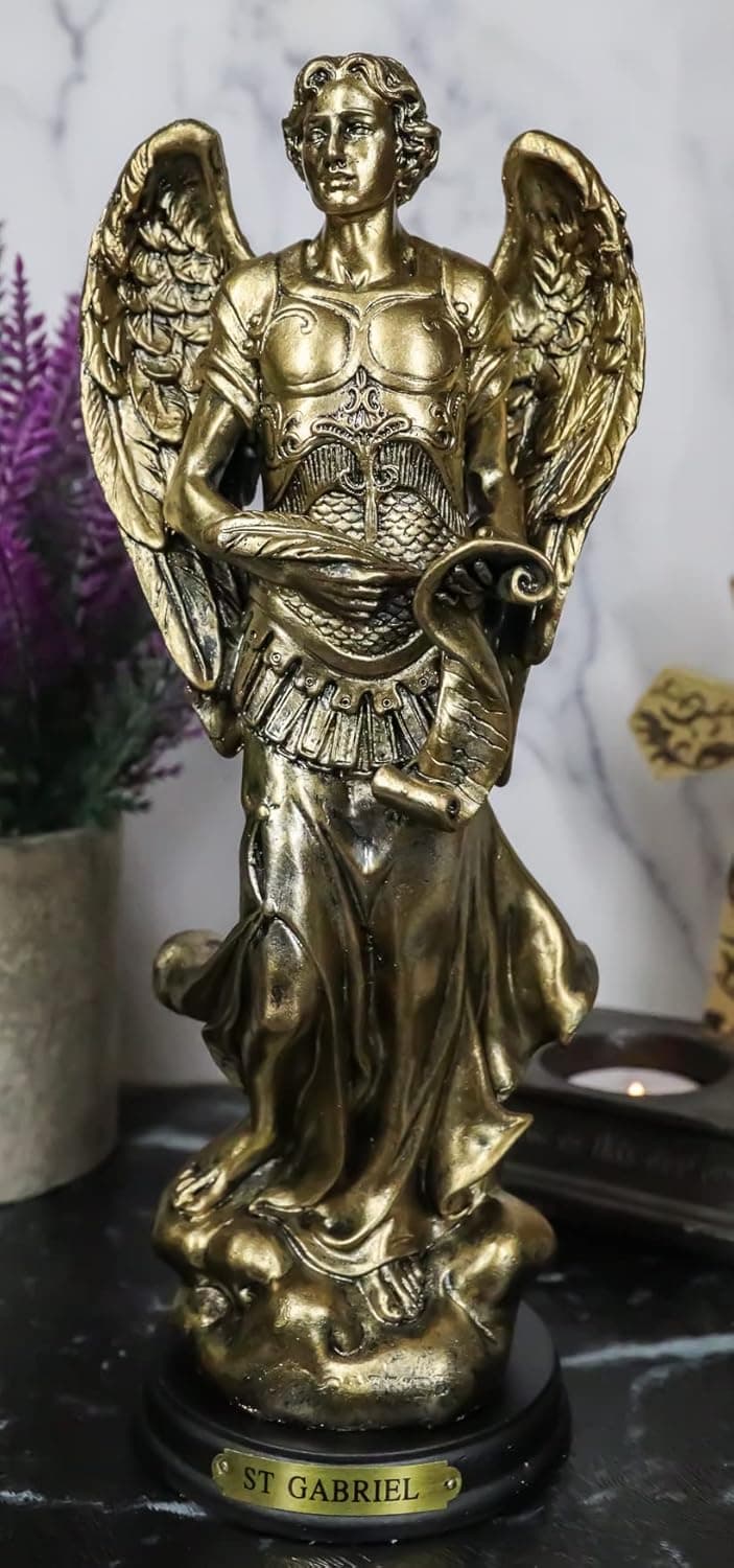 Ebros Byzantine Catholic Church Archangel Gabriel with Sacred Scroll Statue 8" Tall Saint Gabriel The Messenger Archangel Decorative Figurine