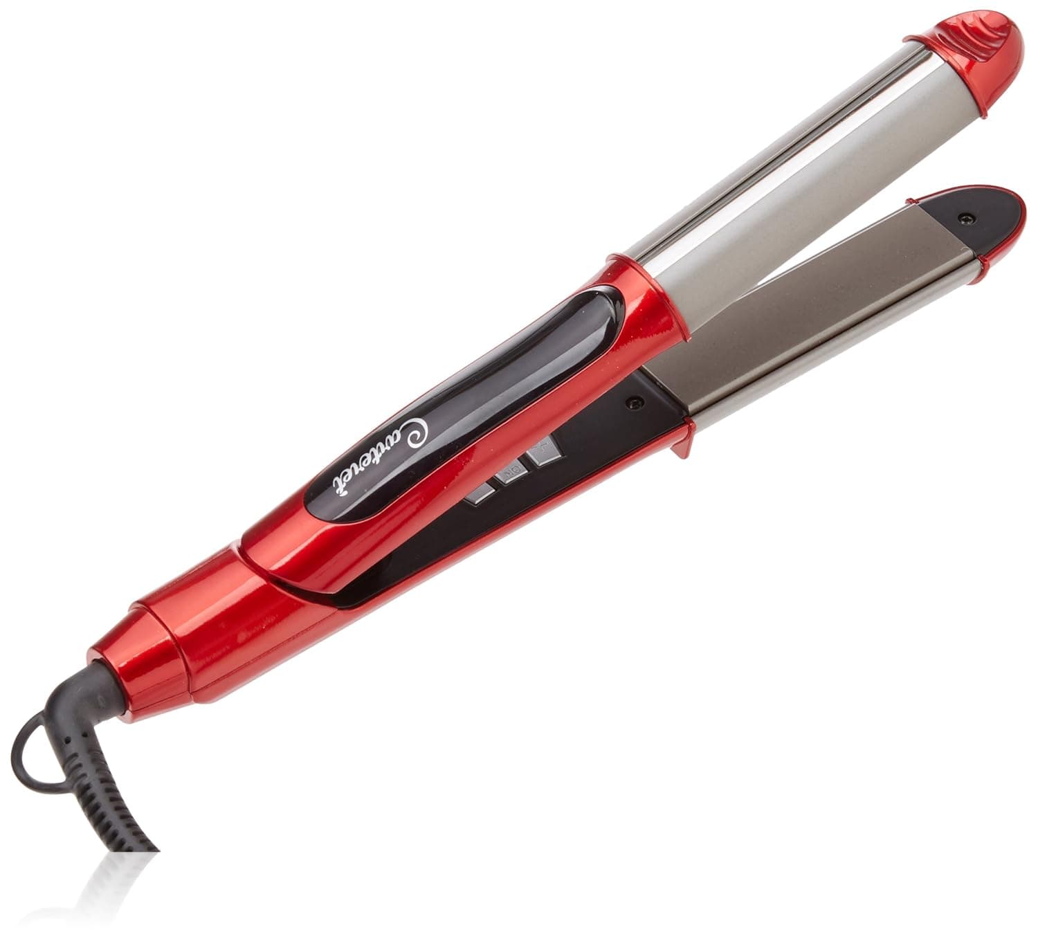 Carteret Hair Collection DuoPro Ceramic Tourmaline Curling & 1" Flat Iron Hair Styling Tool, Red