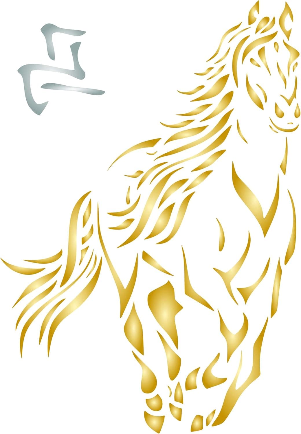 Horse Stencil, 4.5 x 6.5 inch (S) - Stylized Farm Animal Equine Pony Wall Stencils for Painting Template