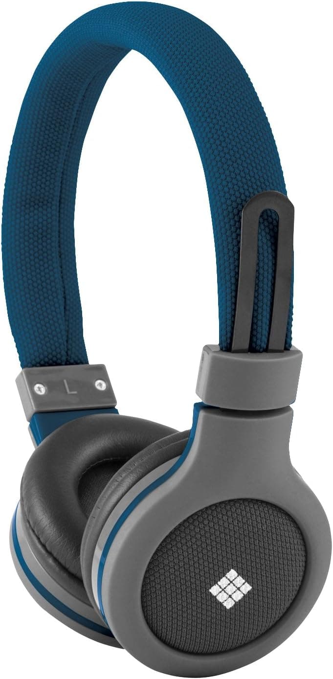 Polaroid PHP120BL Canvas Headphones With Mic, Noise Isolation Blue