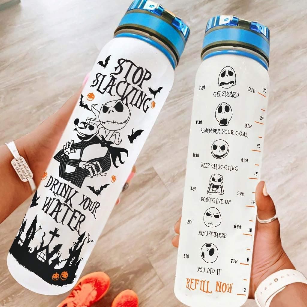 Generic Branded Motivational Drink Your Water Christmas Nightmare Halloween Water Bottle Leak-Proof - Water Jug for Fitness Gym Camping