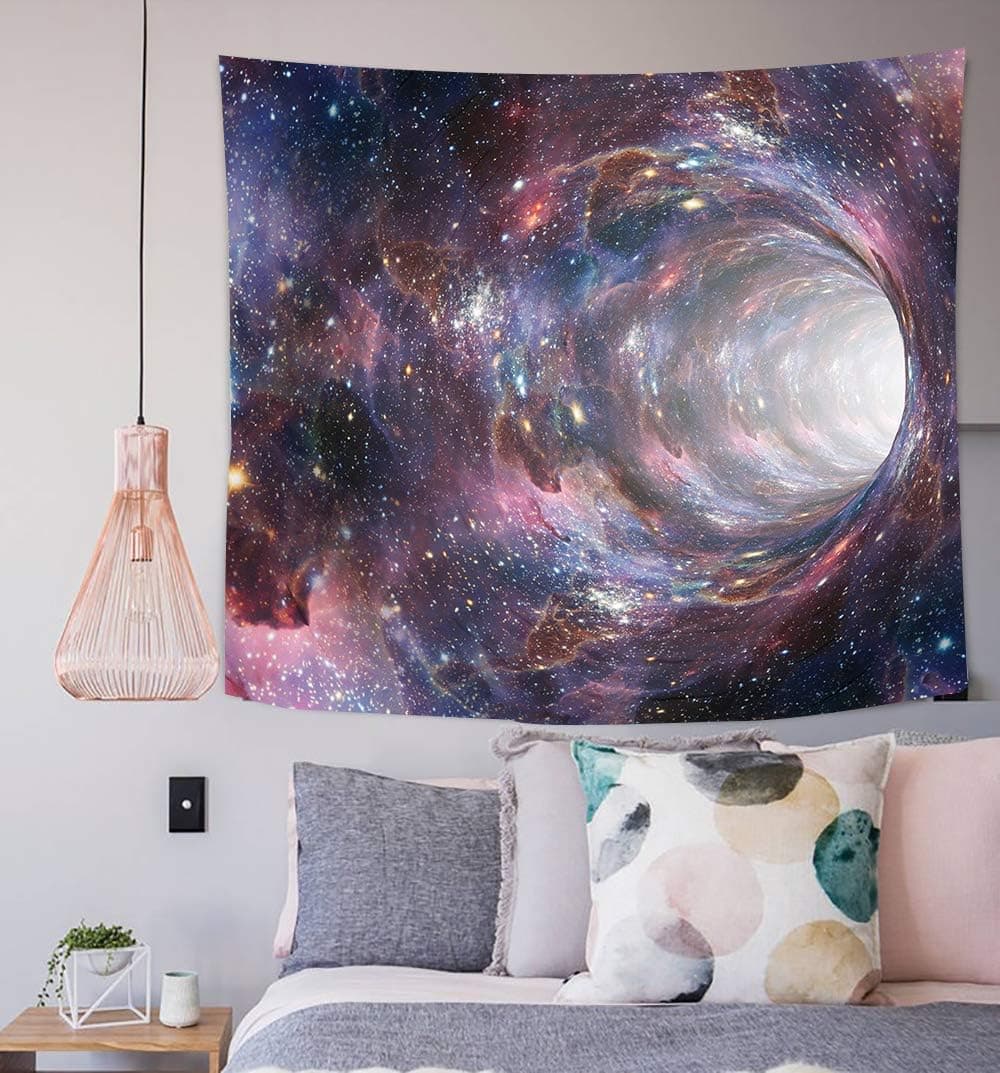 Simsant Universe Black Holes Tapestry Galaxy Wall Tapestry Milky Way Psychedelic Wormholes Wall Hanging Decorating Dormitory (60"x60")