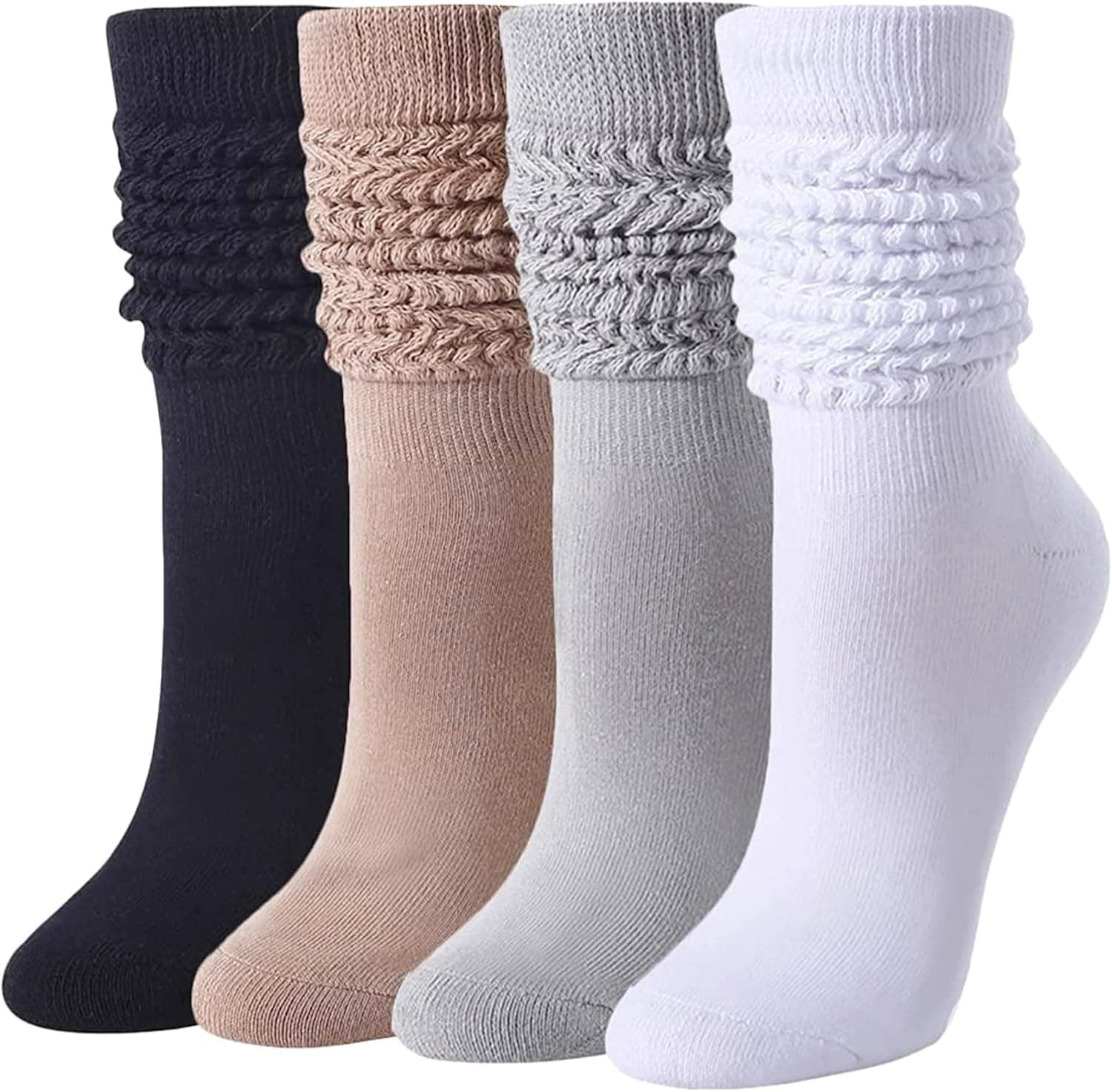 Zmart Women's Slouch Socks Scrunch Socks Slouchy Scrunchie Boot Socks 4-5 Pairs