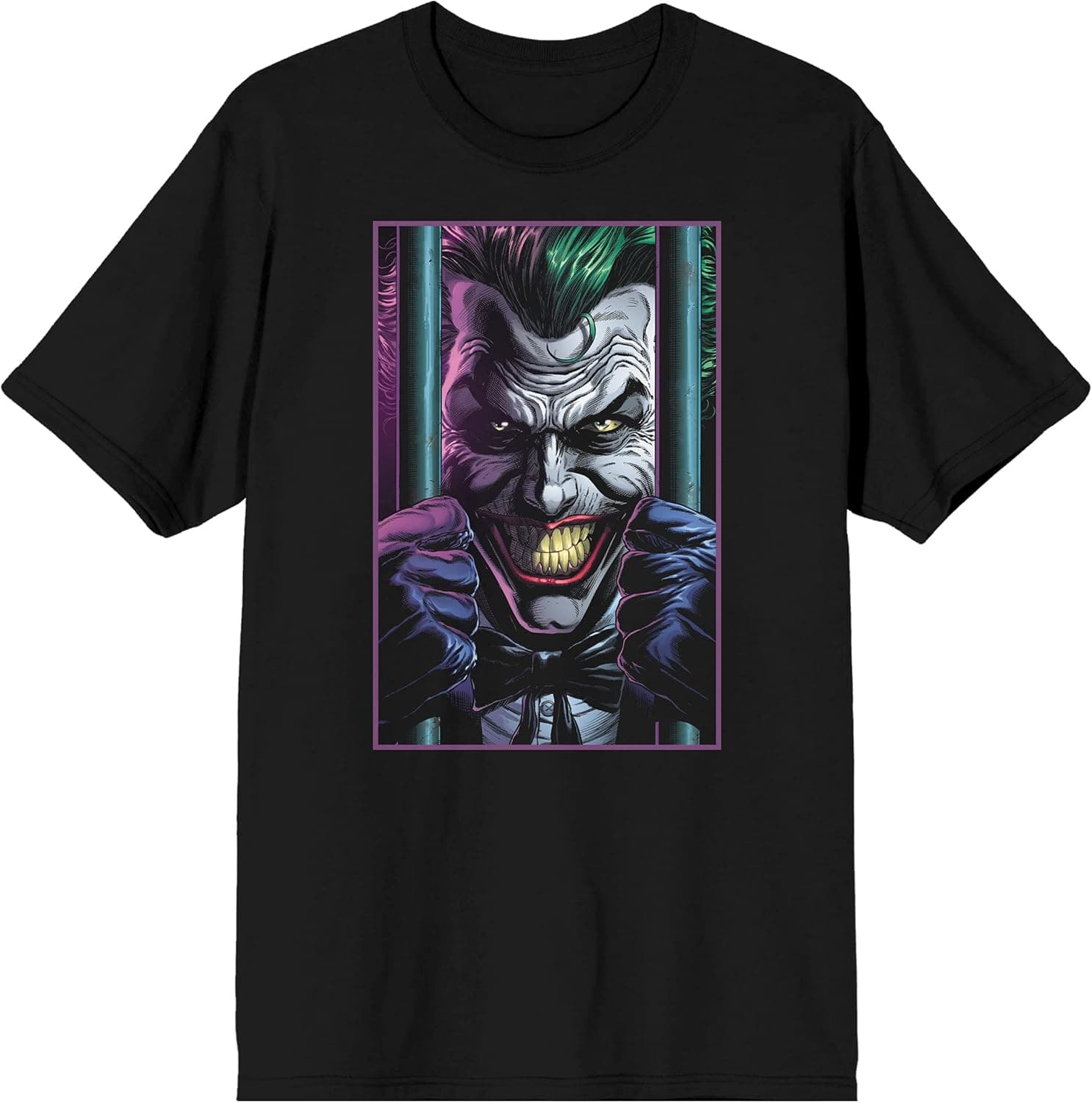 Men’s Black Batman Graphic Tee, Joker Behind Bars