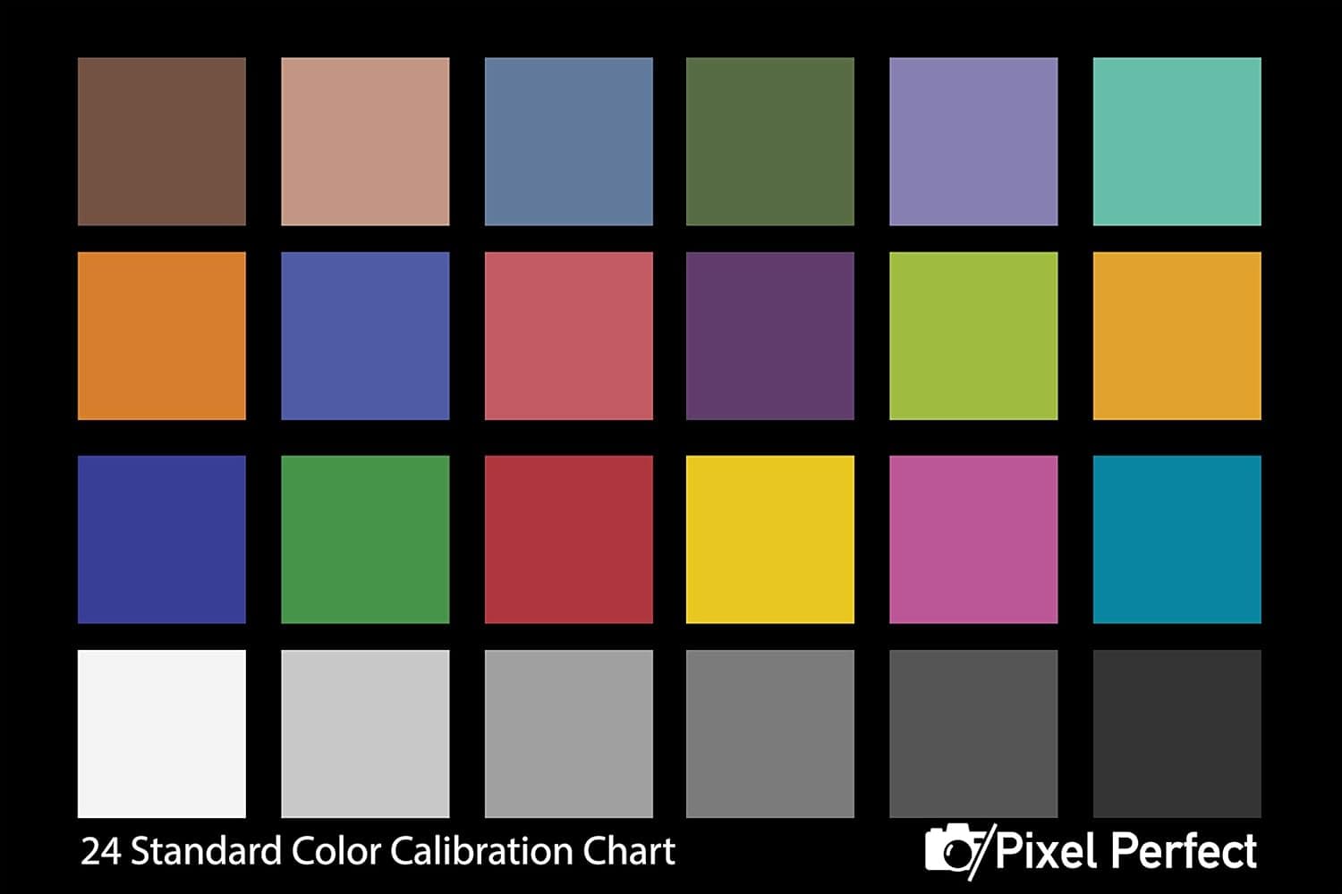 Pixel Perfect Camera Color Correction Card – 4" x 6" for Photo and Video - Reference Tool Grey Card Target White Balance Exposure Temperature Color Calibration Chart