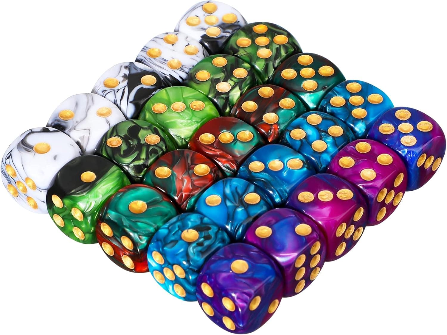25 Pieces Polyhedral Dice Set 6 Sided Game Dice Set with Black Pouch for Table Games (Mix Color, 6 Sides)