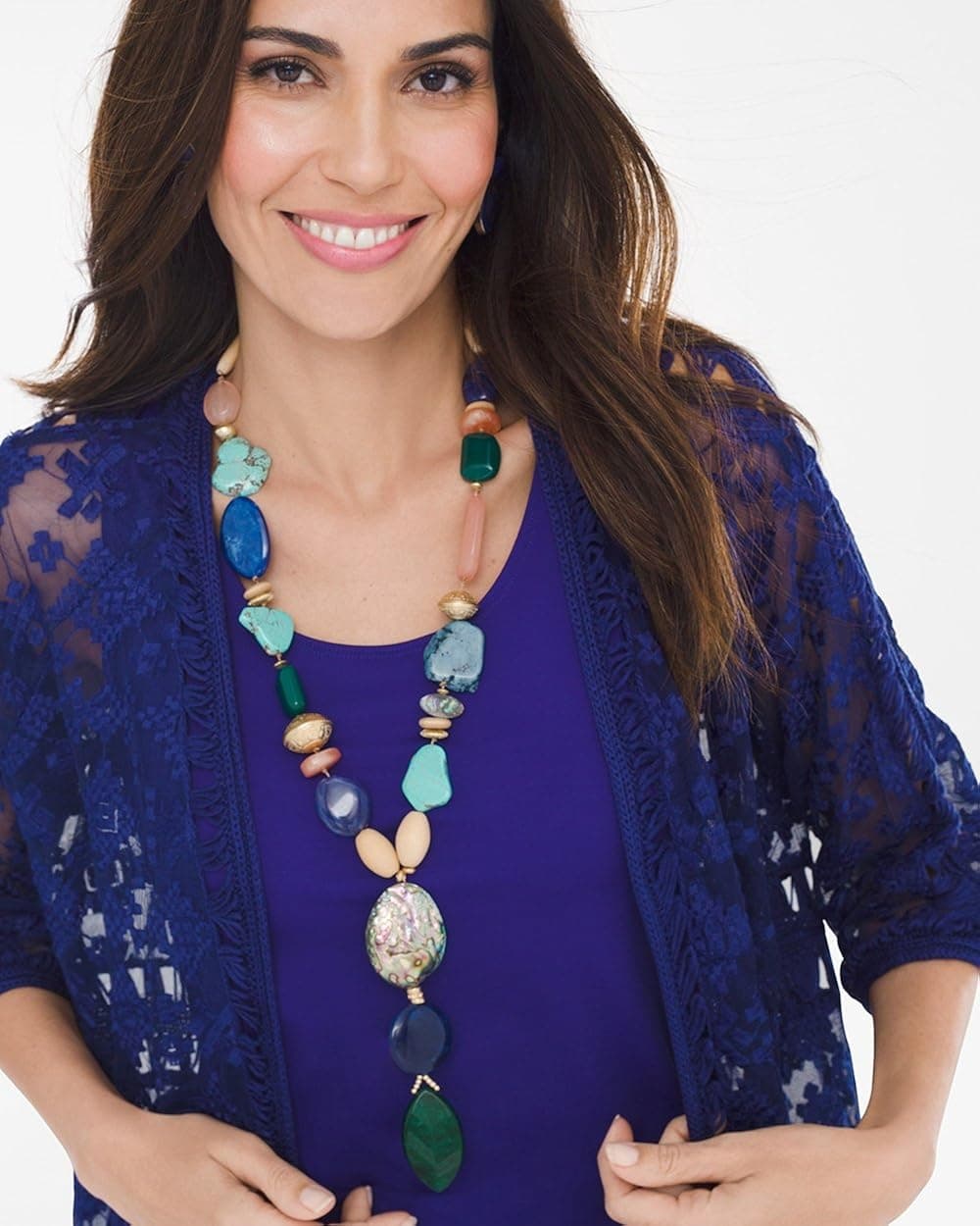 Chico's Women's Multi-Colored Single-Strand Stone Necklace