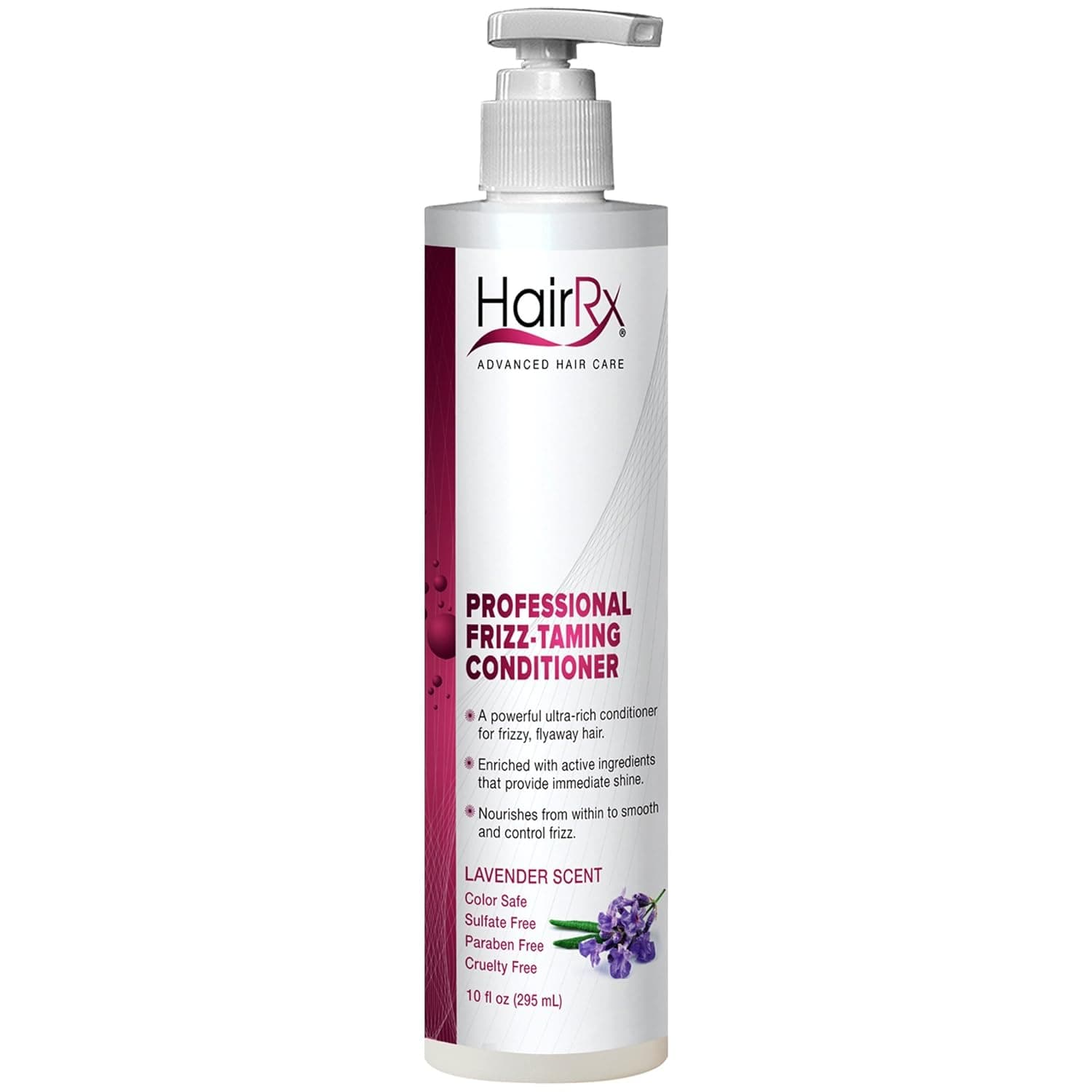HairRx Professional Frizz-Taming Conditioner with Pump, Lavender Scent, 10 Ounce
