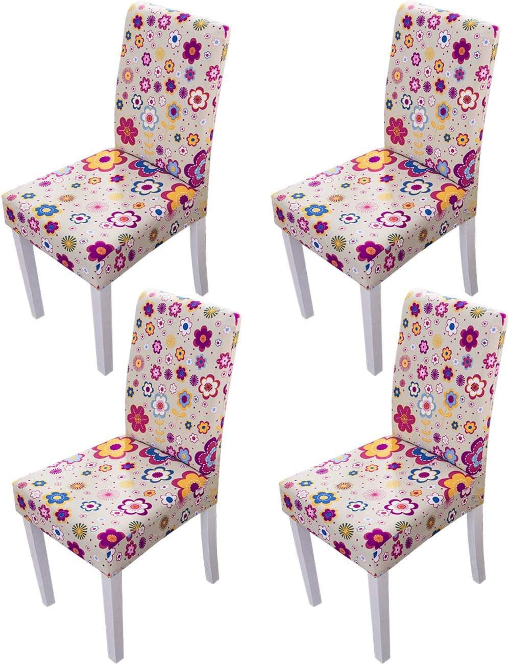 Ogrmar 4PCS Stretch Removable Washable Dining Room Chair Protector Slipcovers/Home Decor Dining Room Seat Cover Multiple Styles (Style 1)