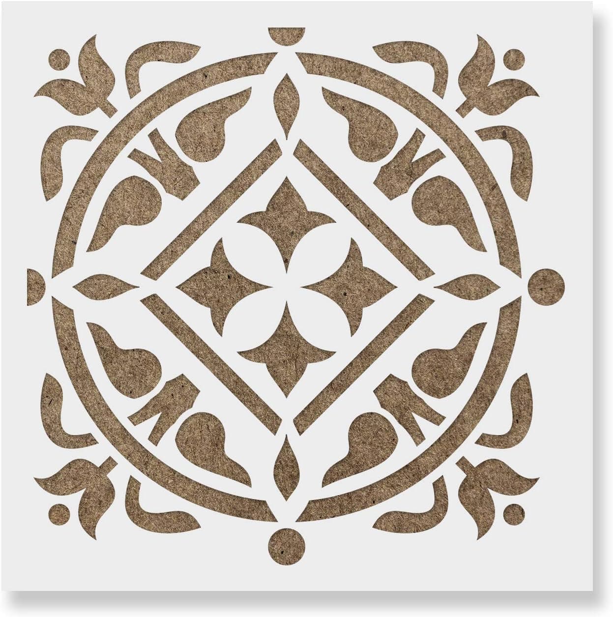 Maria Tile Stencil - Laser-Cut Reusable Floor Stencil & Backsplash Tile Stencils for Home Decor, Furniture, and Walls