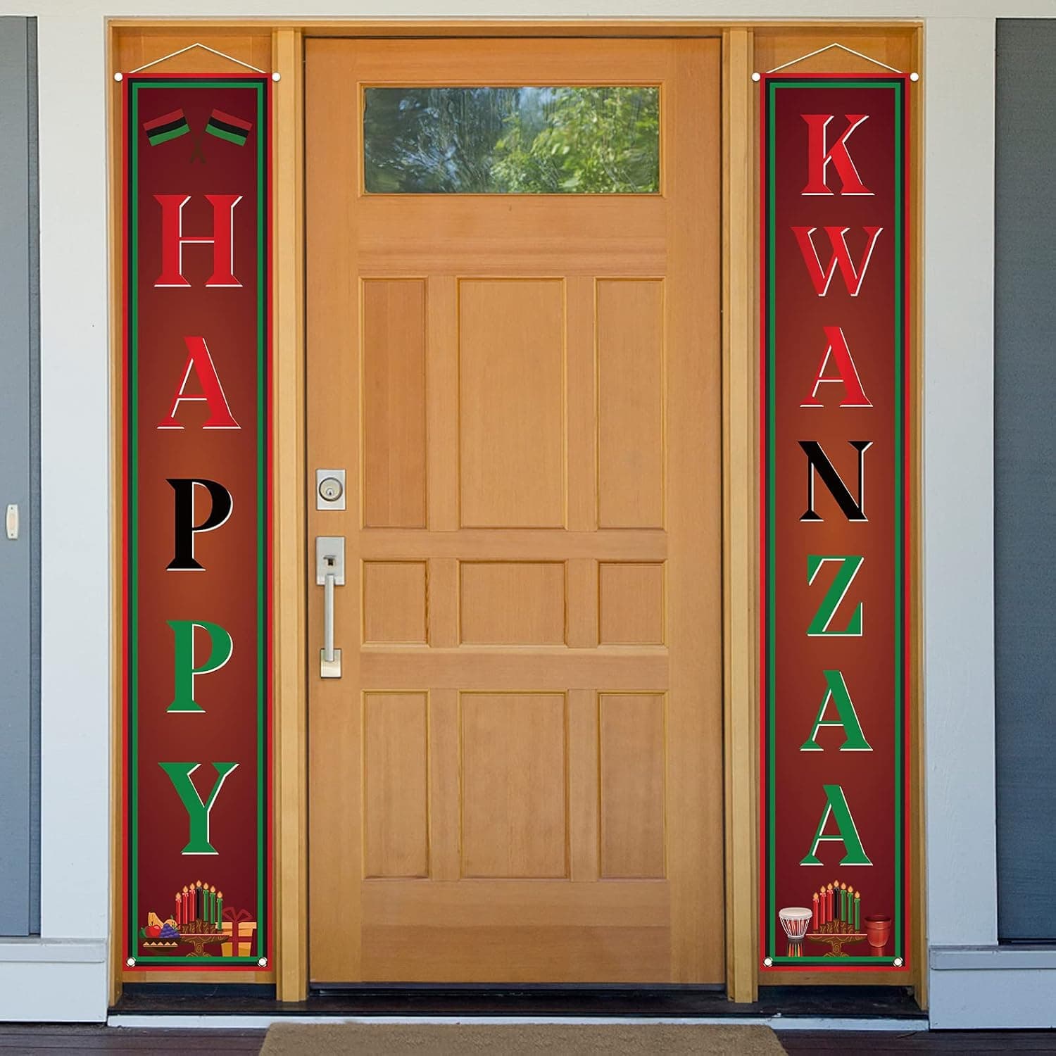 Kwanzaa Decoration Outdoor Happy Kwanzaa Banner Kwanzaa Kinara Candles Decor Africa African Heritage Holiday Decoration and Supplies for Home
