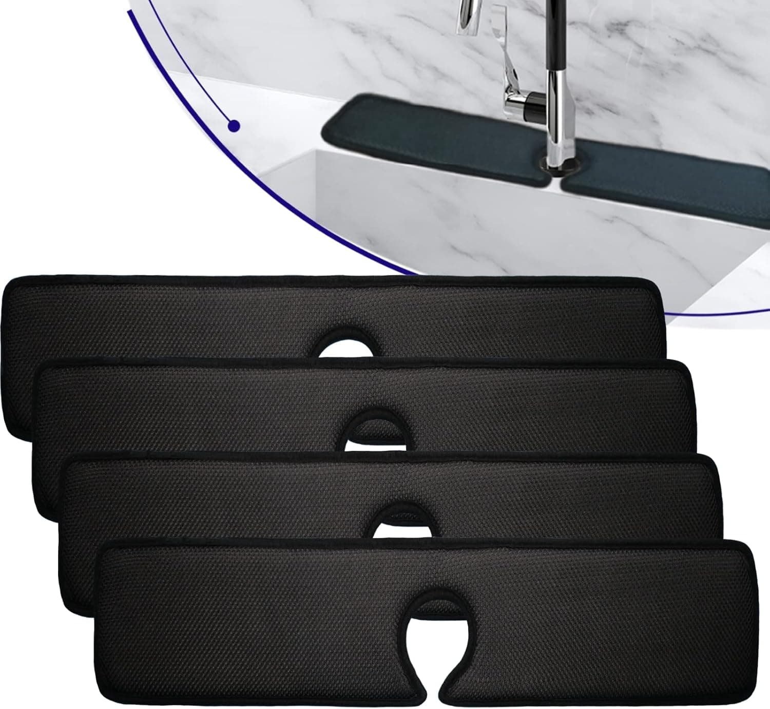 UILIKO 24'' Faucet Absorbent Mat ,Sink Splash Guard for Bathroom Sink Countertop Protector 1-Pack, Black