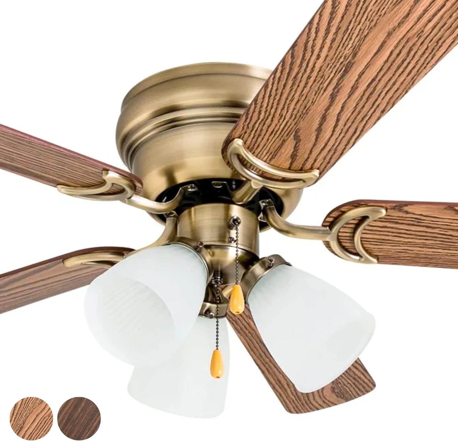 Prominence Home 50861 Whitley Hugger Ceiling Fan, 42", Antique Brass