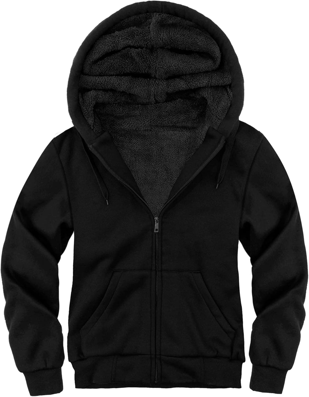 JACKETOWN Men's Heavyweight Fleece Hoodies full Zipper Thick Sherpa Lined Sweatshirt Wool Warm Coat