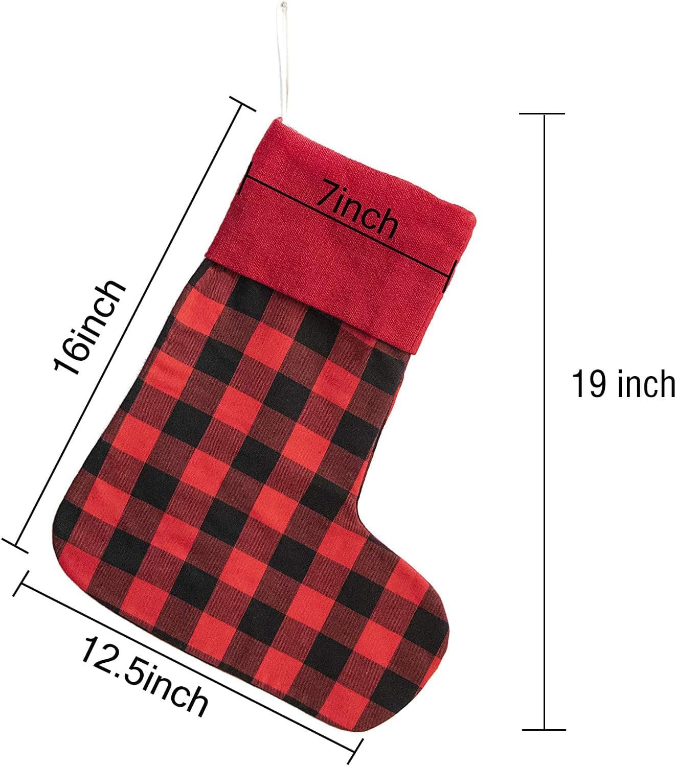 GEX Christmas Stockings for Family 4 Pack Rustic Buffalo Red Plaid Farmhouse Country Classic Stripe 19" Large Decorations for Fireplace Xmas Tree (Set of 4)