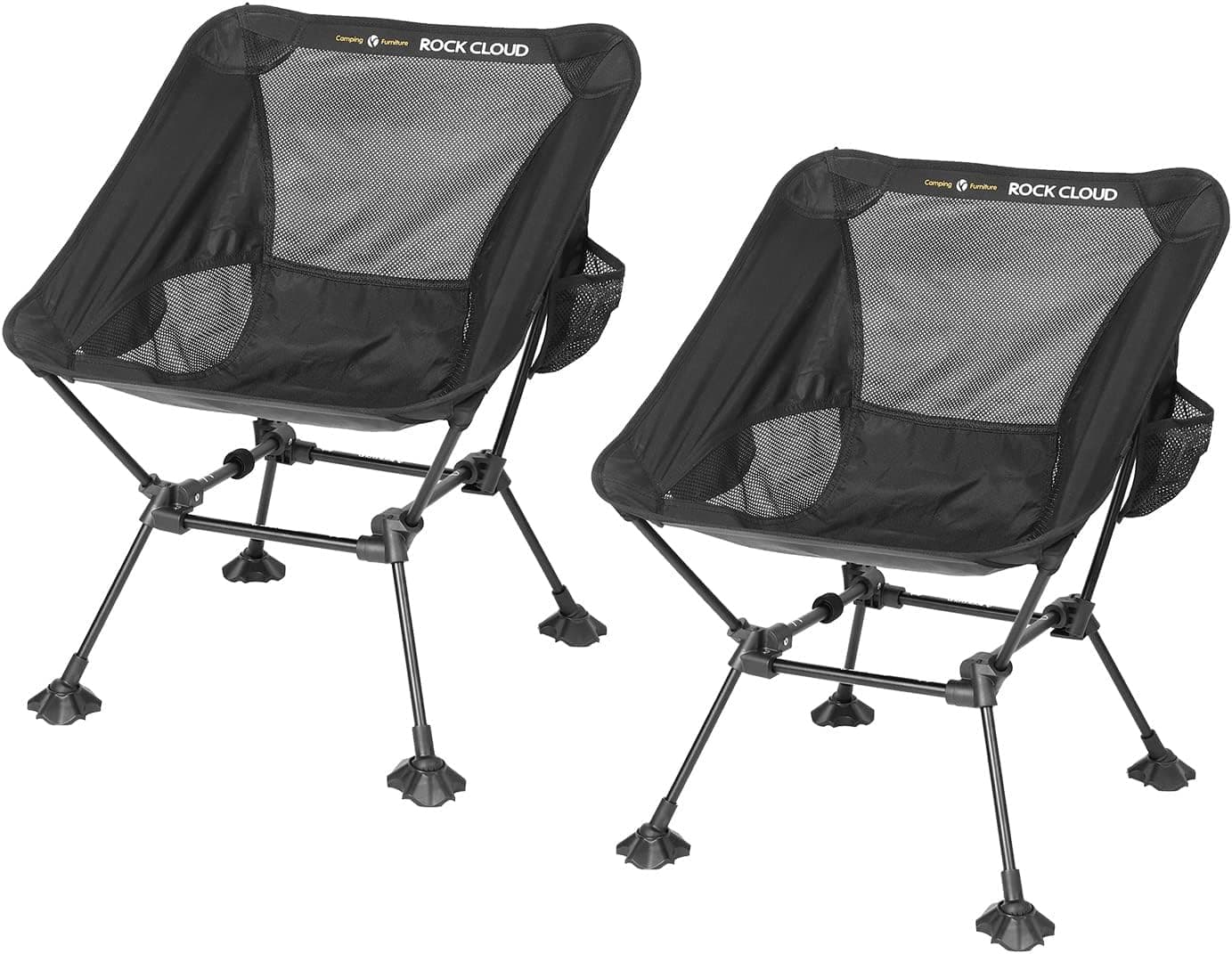 ROCK CLOUD 2 Pack Portable Camping Chair Ultralight Folding Chairs Outdoor for Camp Hiking Backpacking Lawn Beach Sports, Black