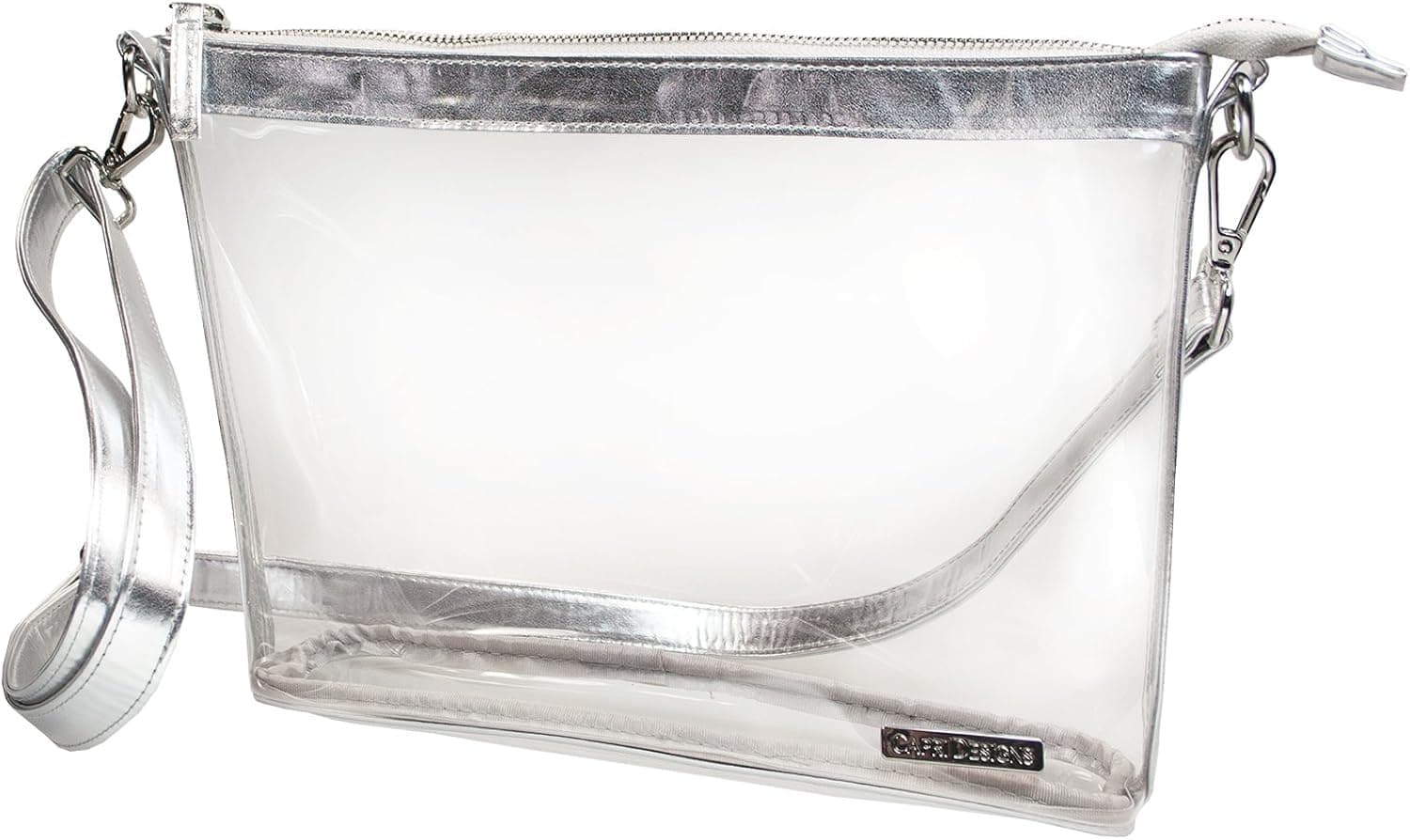 Capri Designs Clear Crossbody Bag, Transparent Stadium Approved Purse for Women, Large or Small Size, PVC with Accents